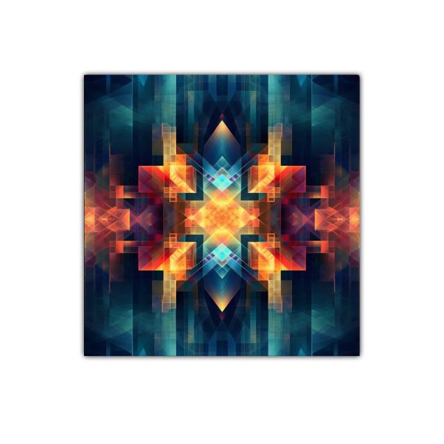 Diseño geométrico luminoso con vibrantes tonos cálidos y fríos