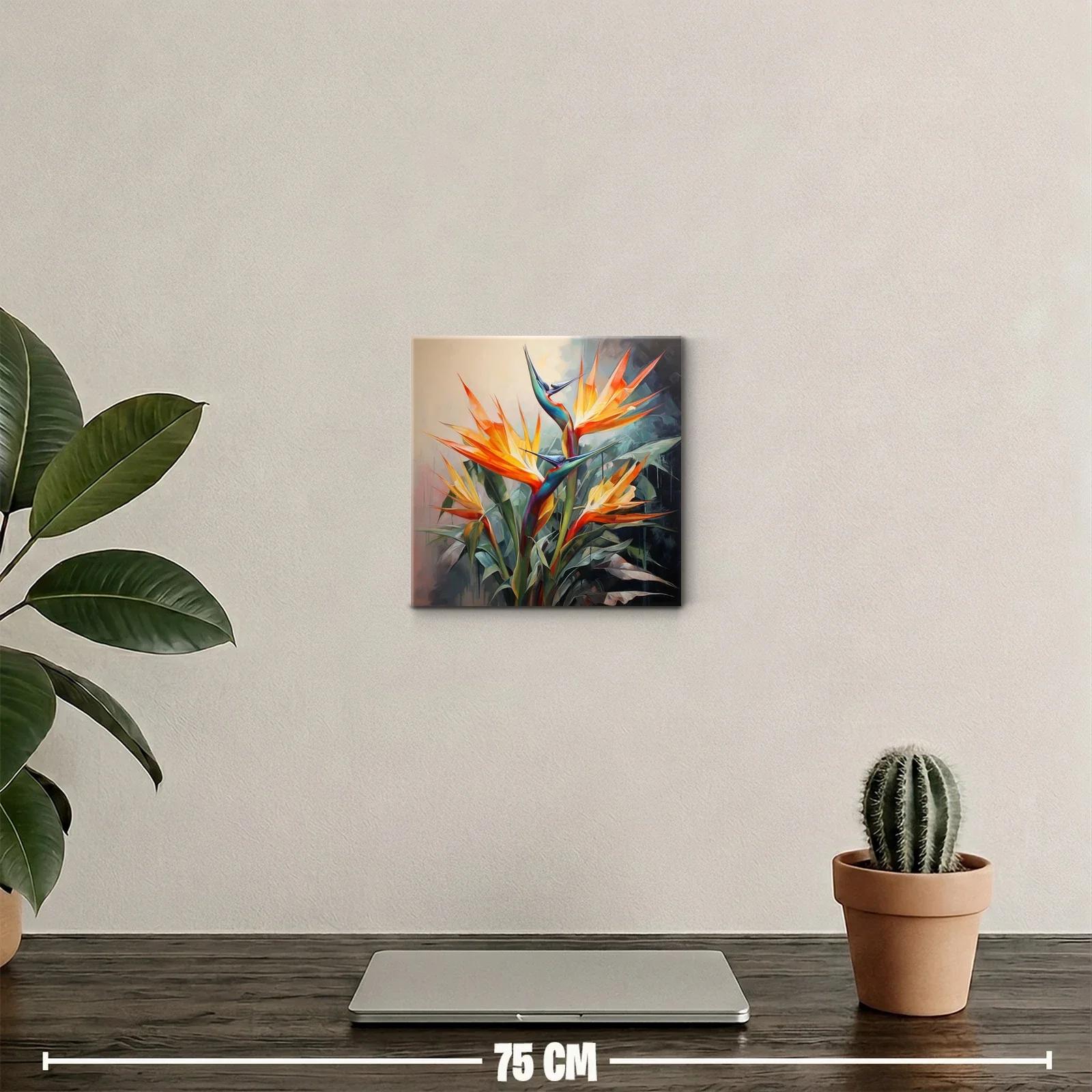 Cuadro vibrante con flores exóticas de ave del paraíso — miniatura 2
