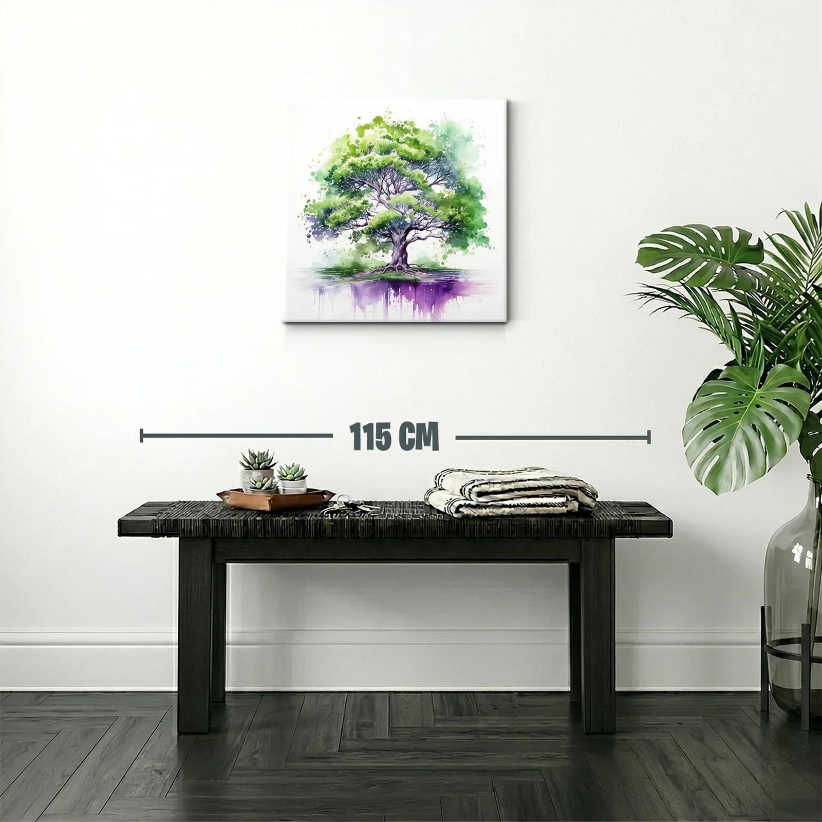 Árbol vibrante con reflejo en tonos verdes y púrpuras — miniatura 2