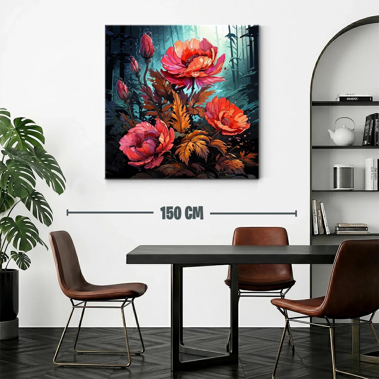 Flores vibrantes en contraste con bosque nocturno — miniatura 2