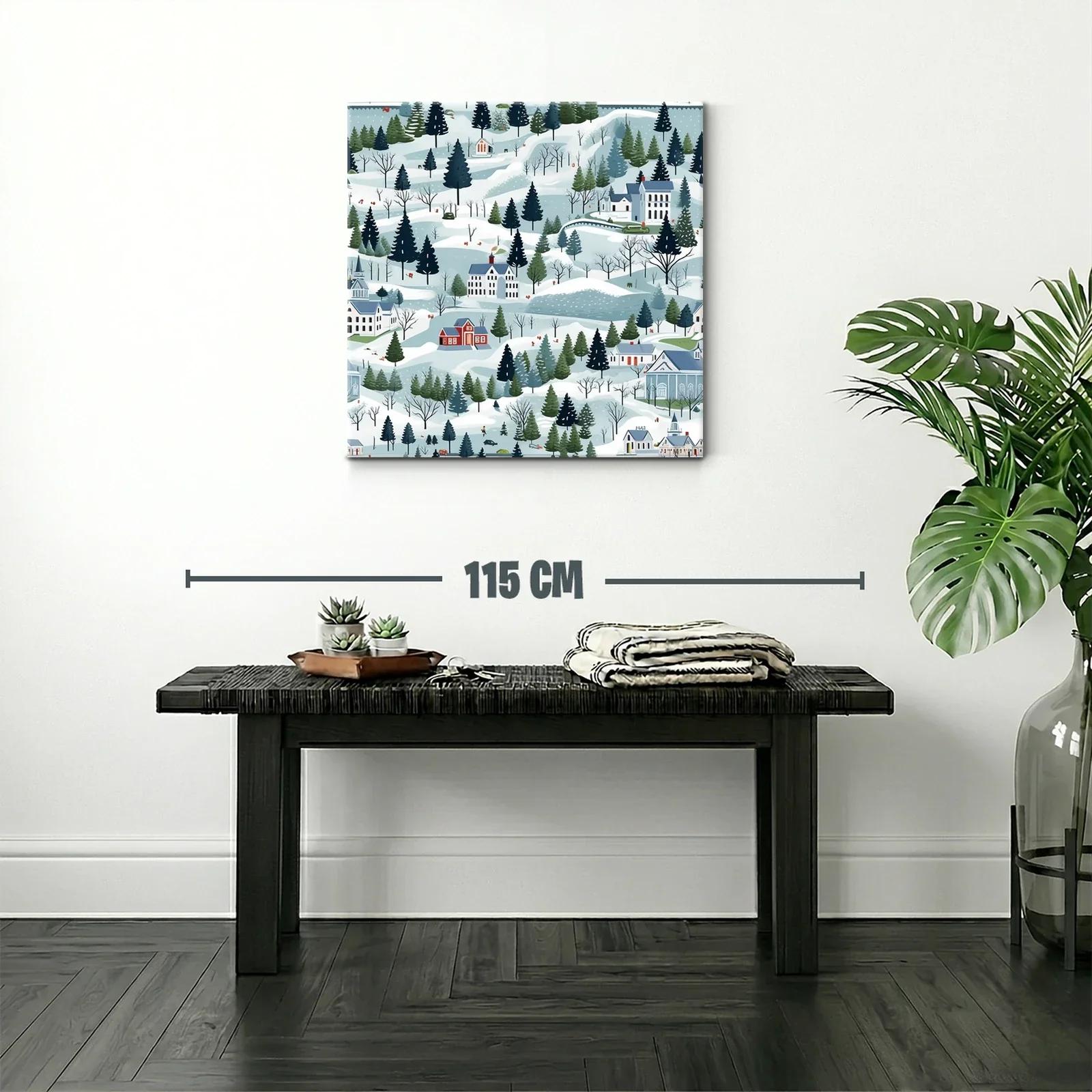 Paisaje de Invierno con Casas y Bosques Nevados — miniatura 2
