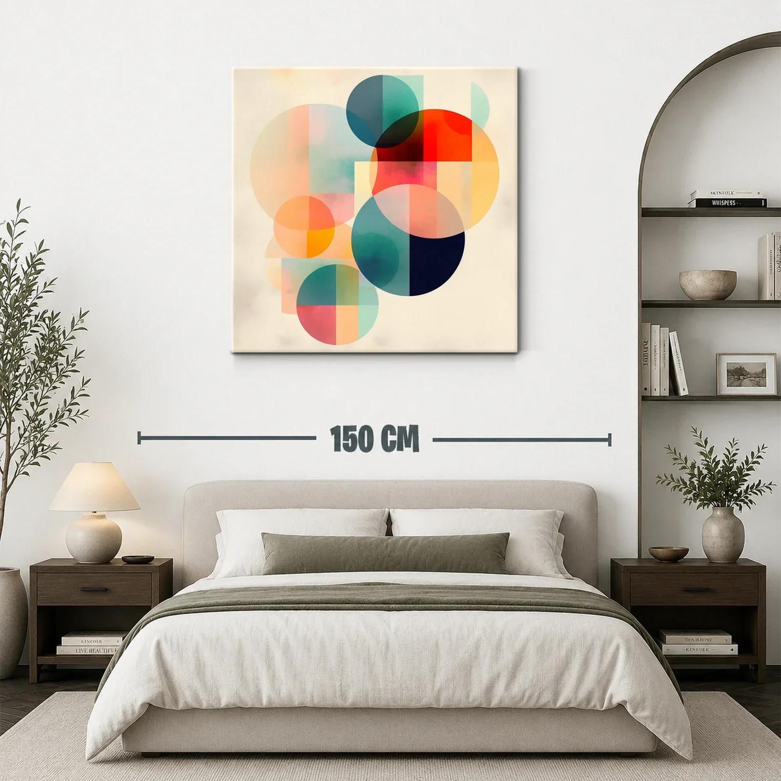 Composición abstracta con círculos en tonos cálidos y fríos — miniatura 3