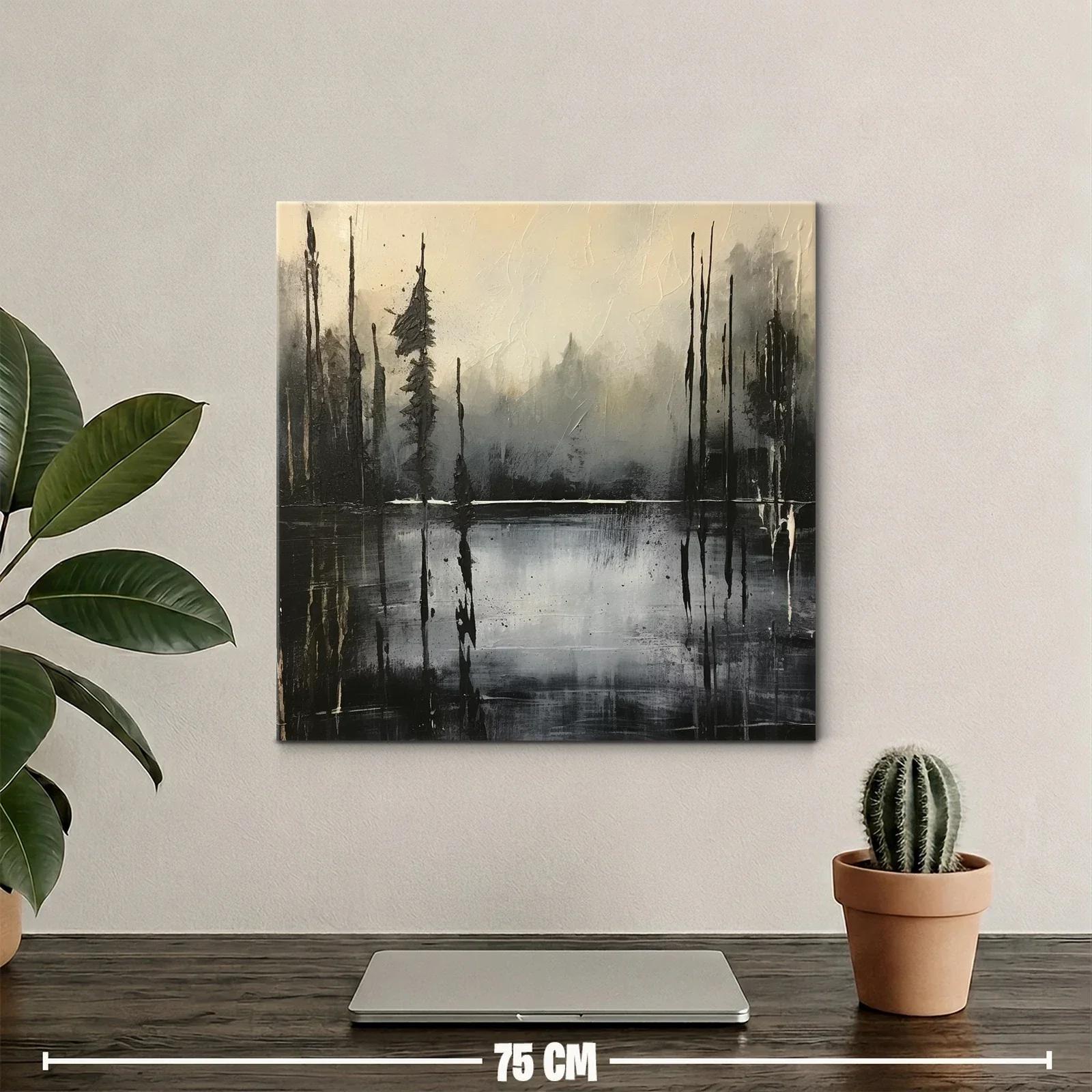 Paisaje abstracto en tonos grises y negros con reflejos — miniatura 2