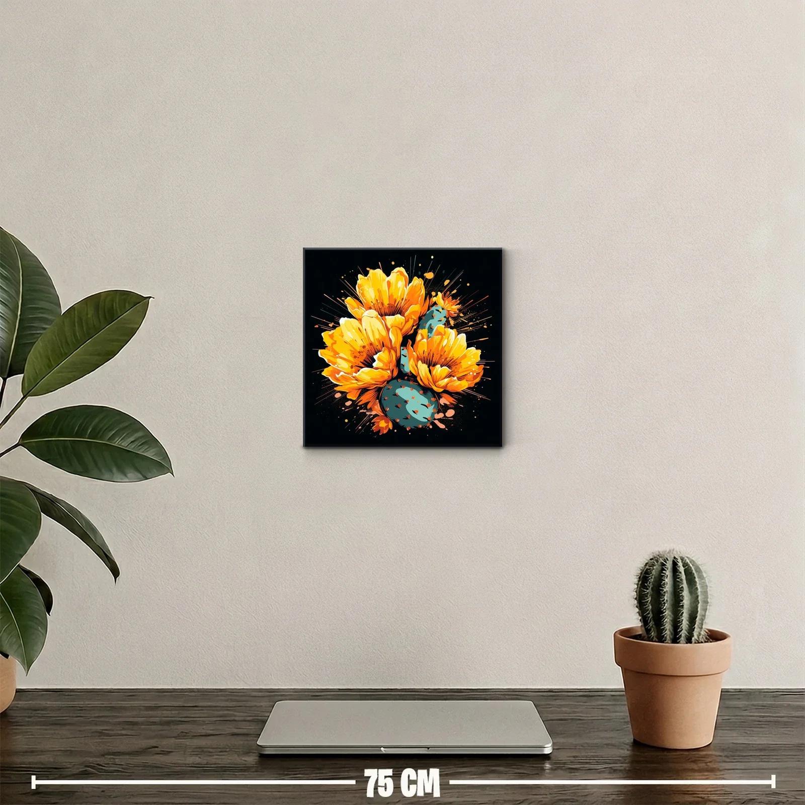 Cuadro decorativo con flores de cactus amarillo vibrante — miniatura 2