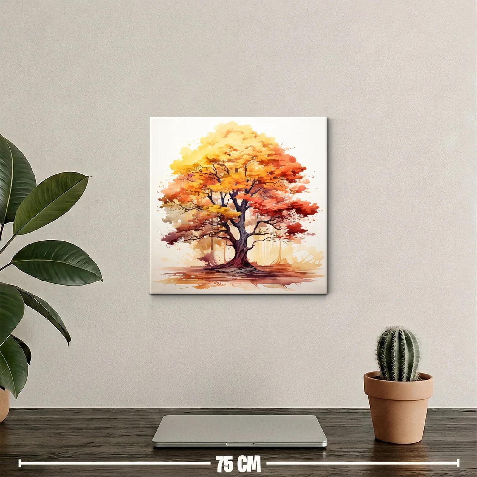 Arbol otoñal con tonos cálidos intensos y vibrantes — miniatura 2
