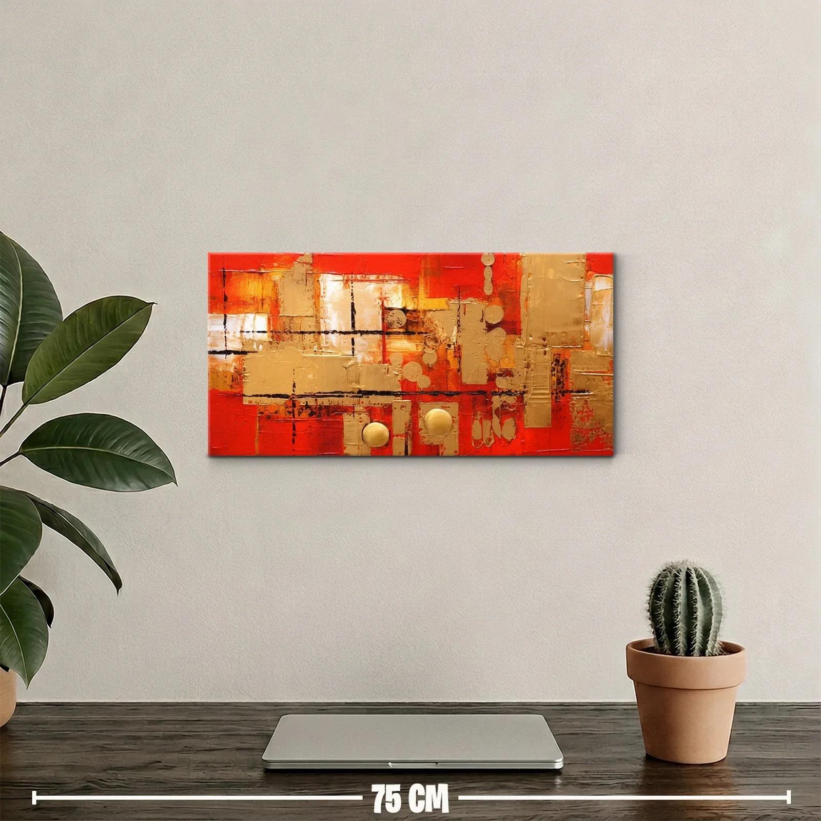 Cuadro abstracción geométrica con bandas rectangulares y acentos — miniatura 2