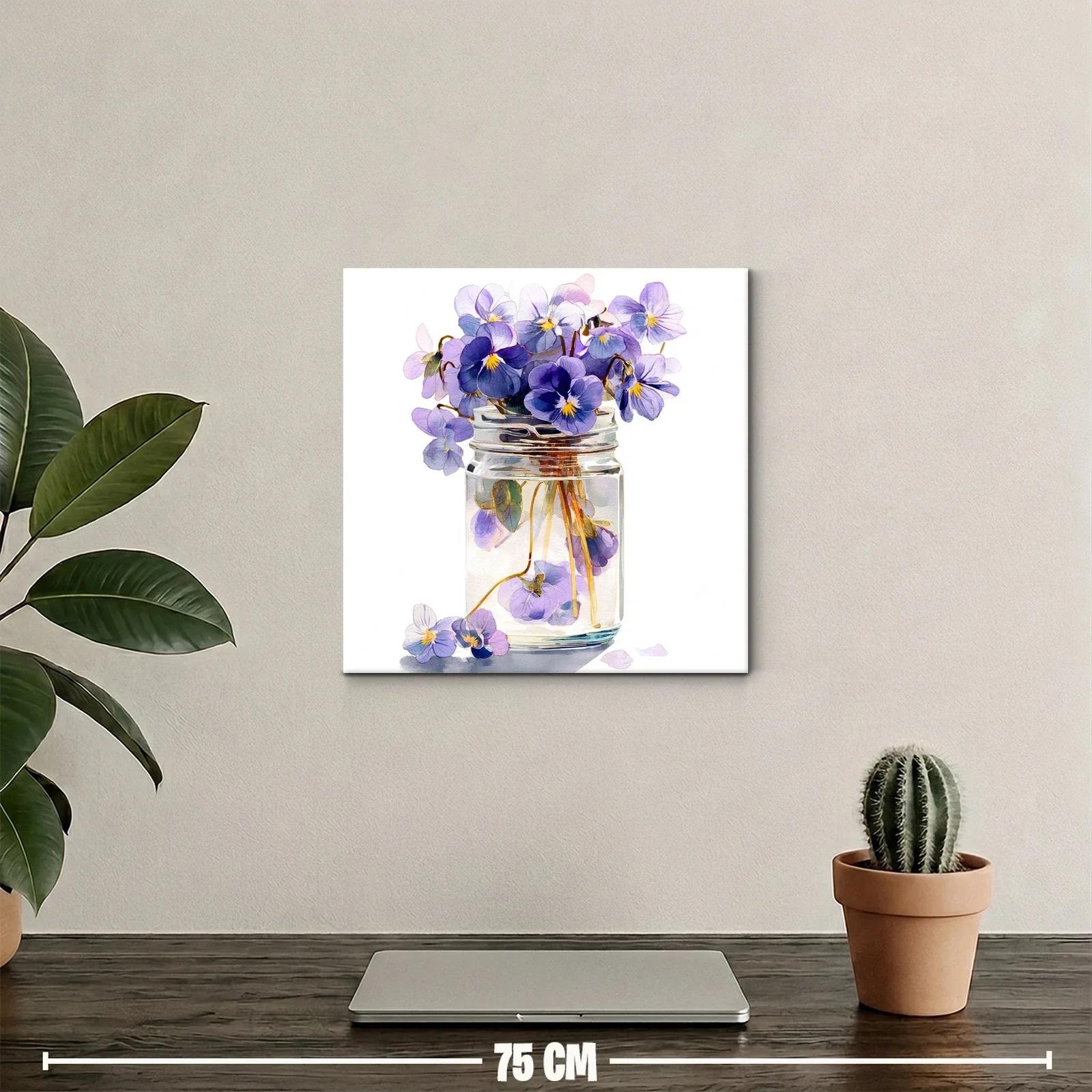 Elegancia natural con ramo de violetas en frasco transparente — miniatura 2