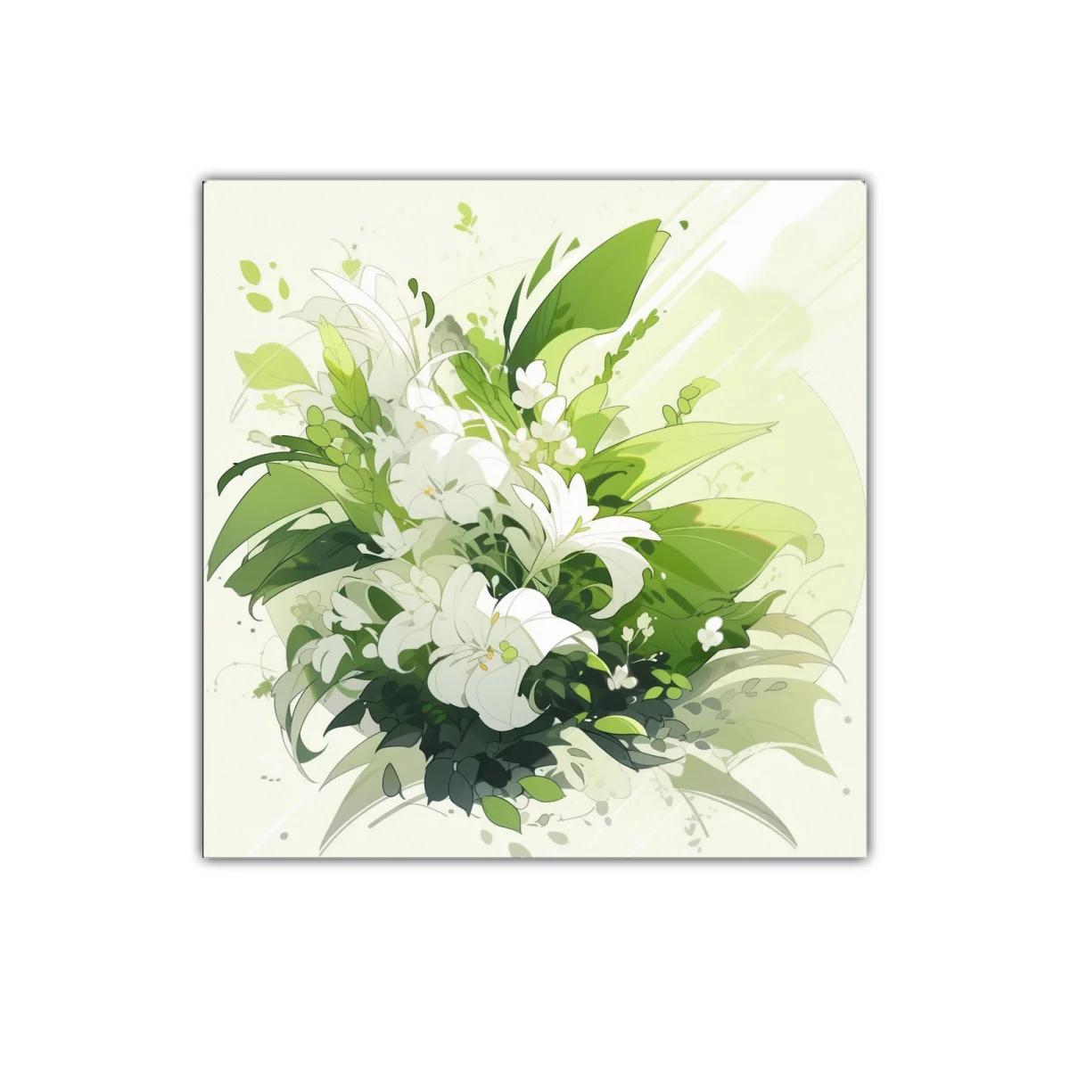Cuadro decorativo con bouquet elegante y tonos verdes — imagen principal