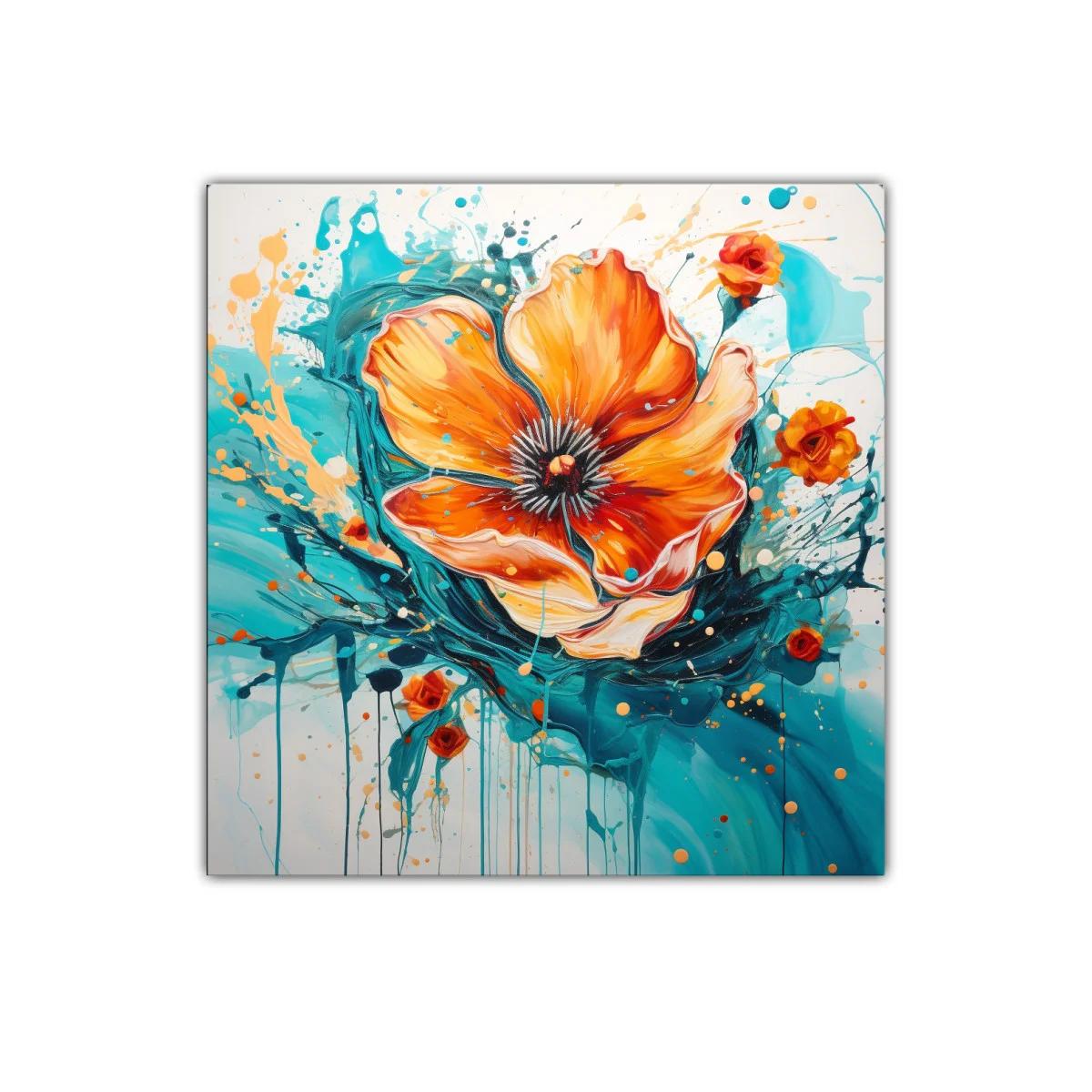 Flor vibrante en tonos turquesa y naranja dinámicos — imagen principal