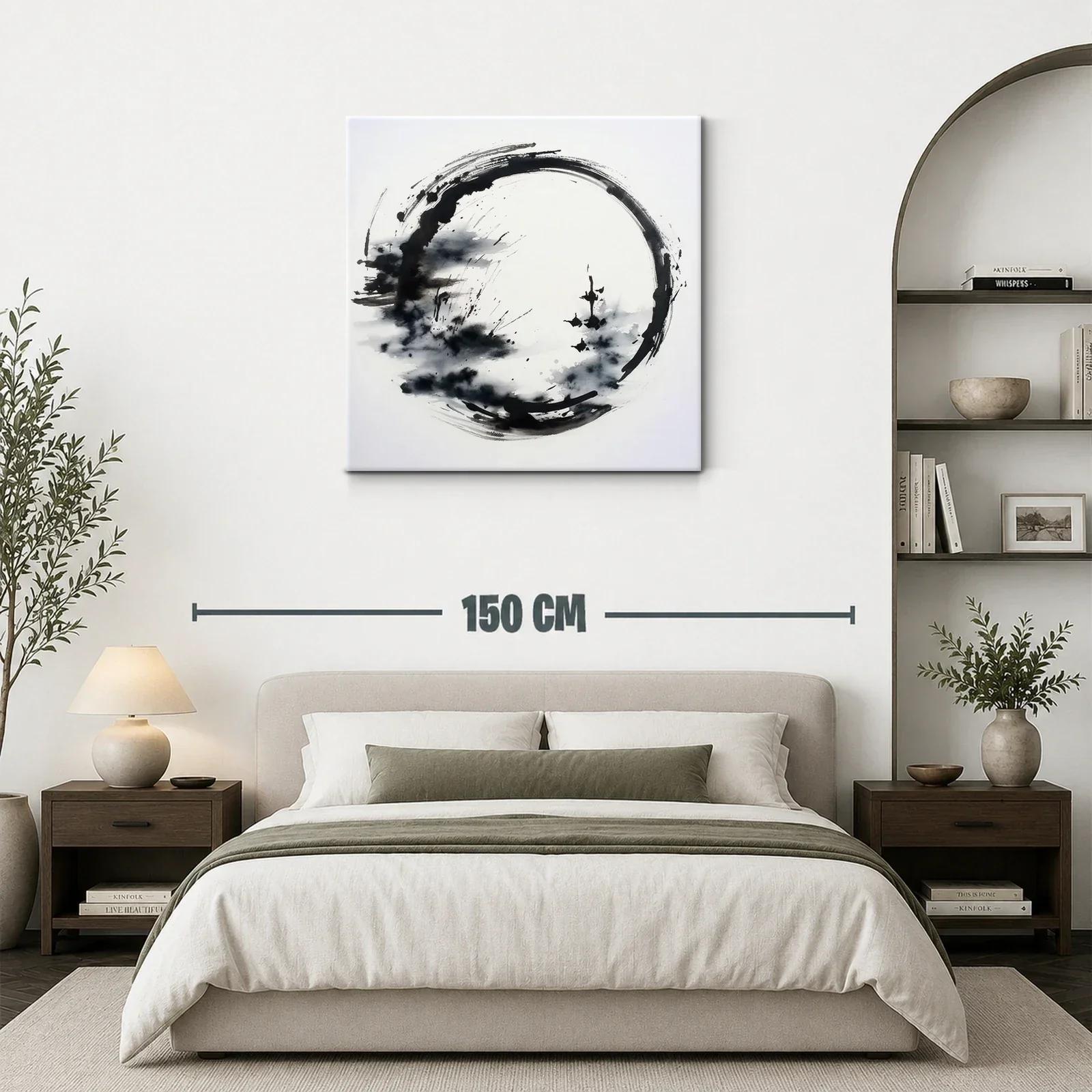 Cuadro círculo zen en blanco y negro para espacios modernos — miniatura 3
