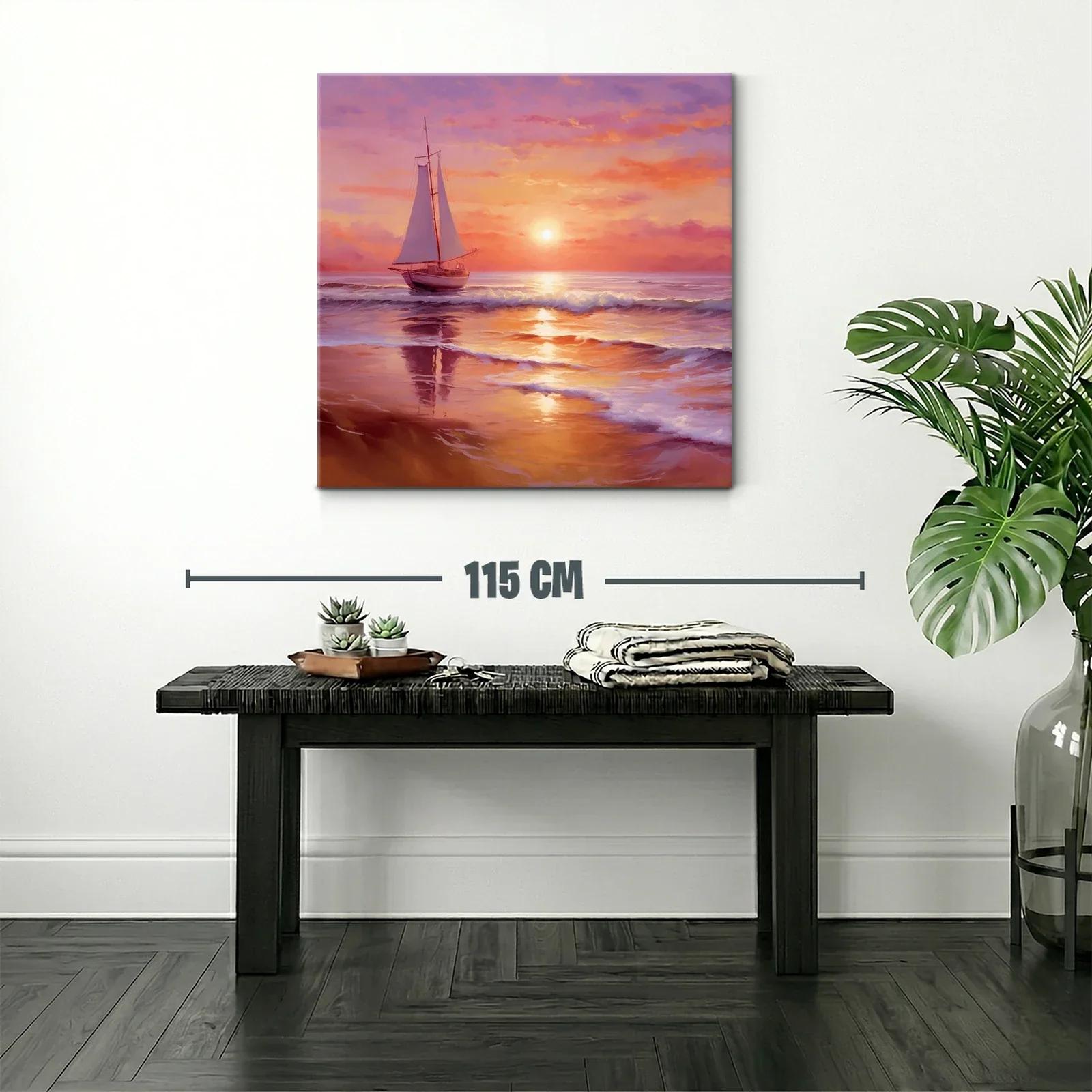 Atardecer sereno con velero navegando en mar tranquilo — miniatura 2
