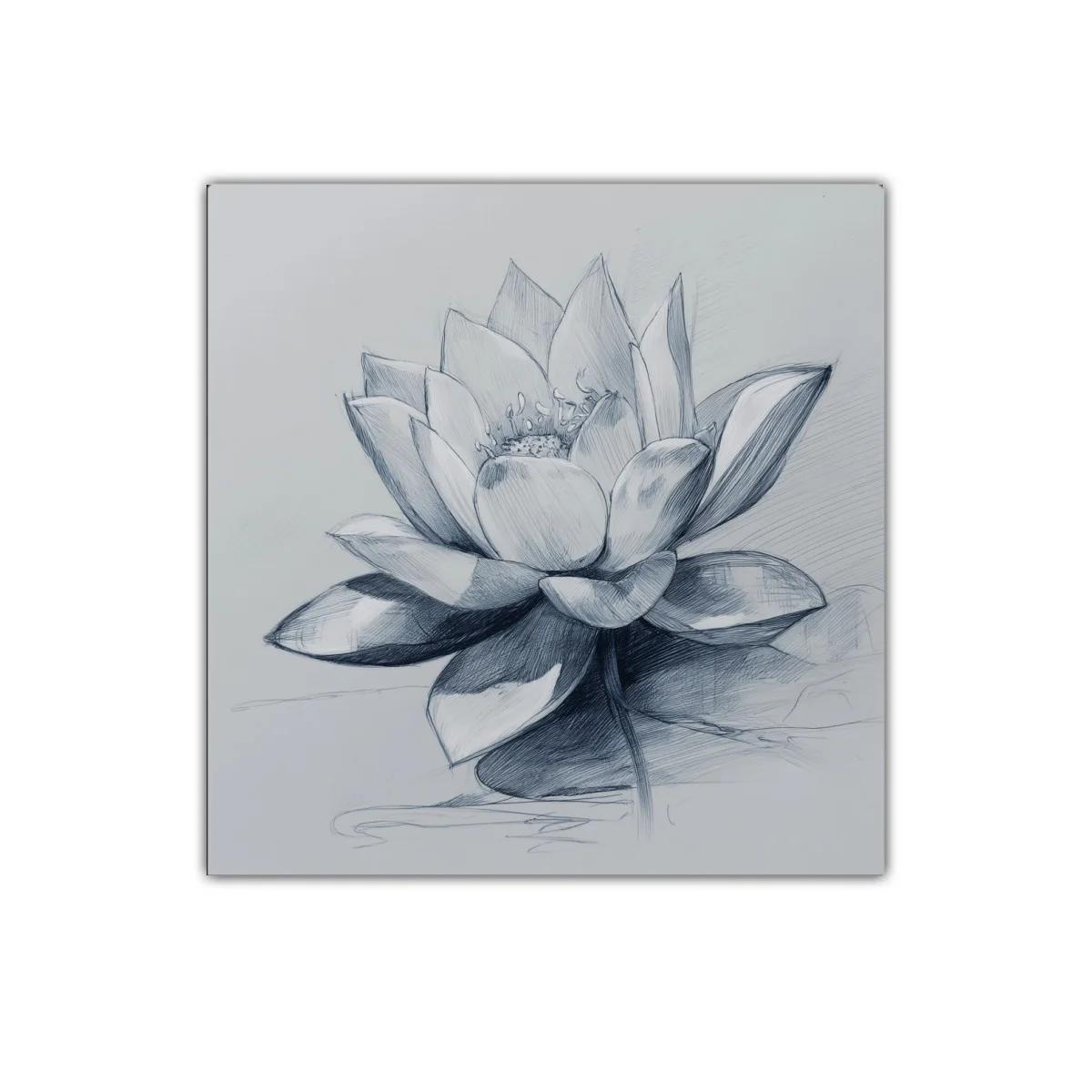 Flor de loto en delicado dibujo monocromo elegante — imagen principal