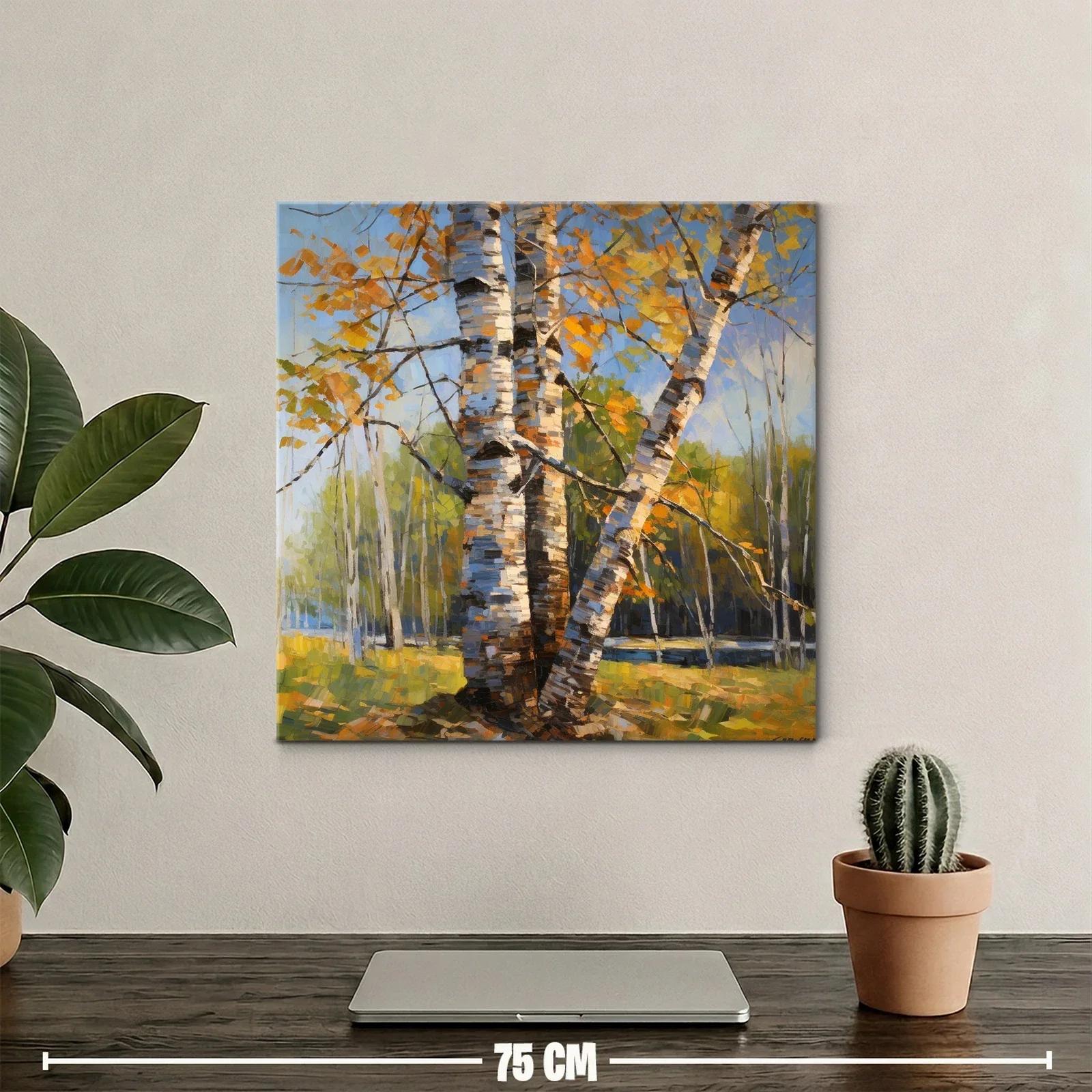 Arboleda de abedules con luz de otoño cálida — miniatura 2