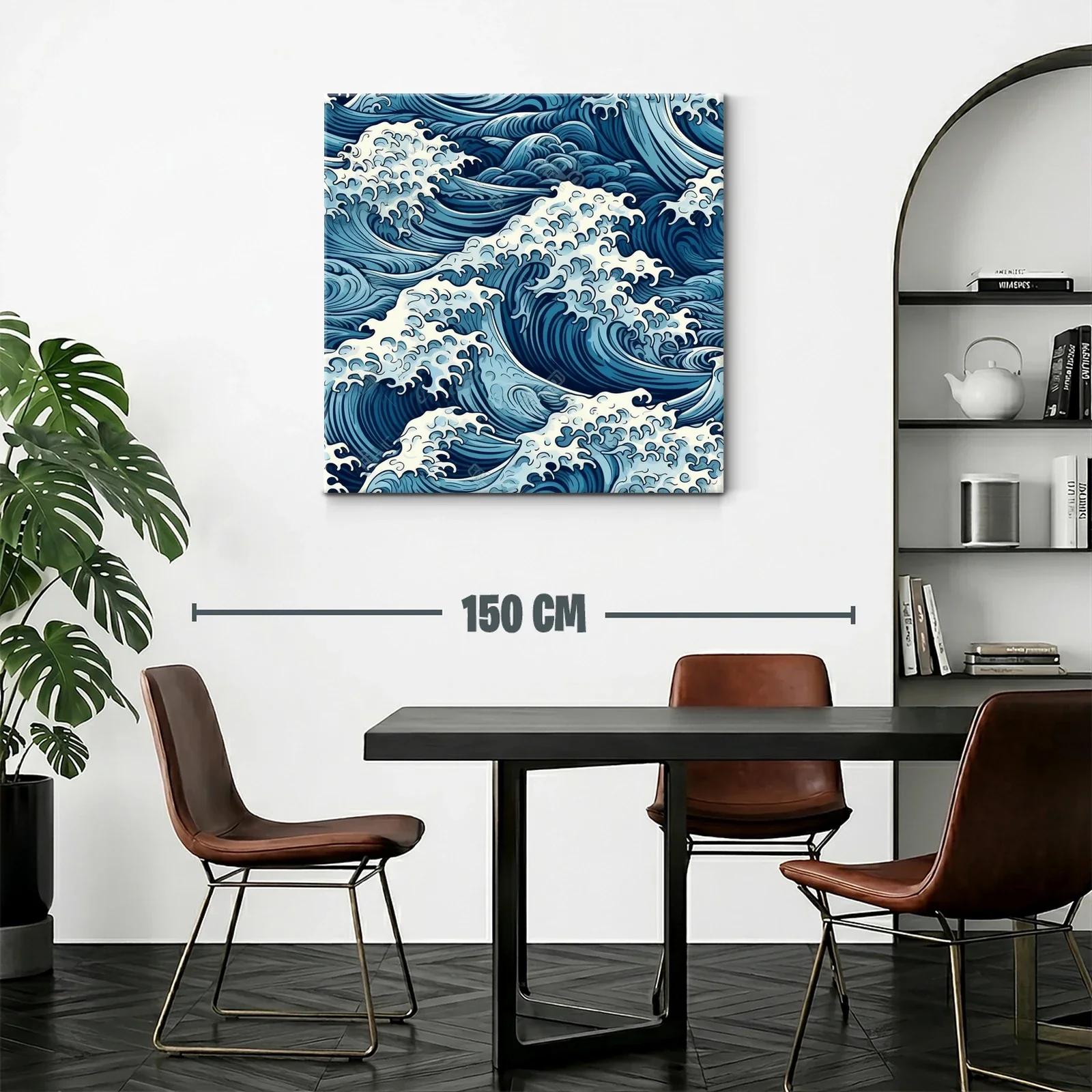 Cuadro con Motivo de Olas en Tonos Azules y Blancos — miniatura 2