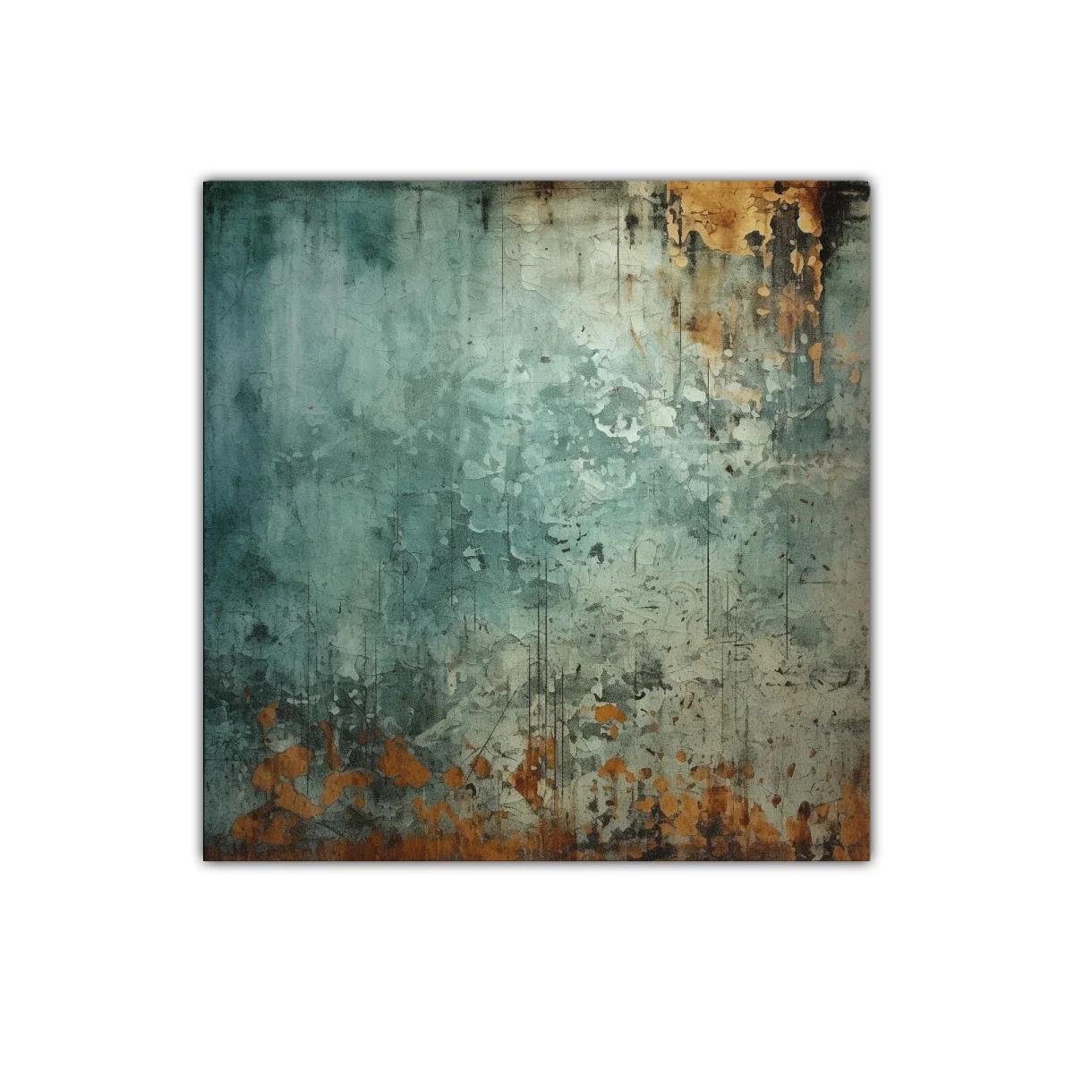 Cuadro decorativo con textura abstracta en tonos azules y óxido