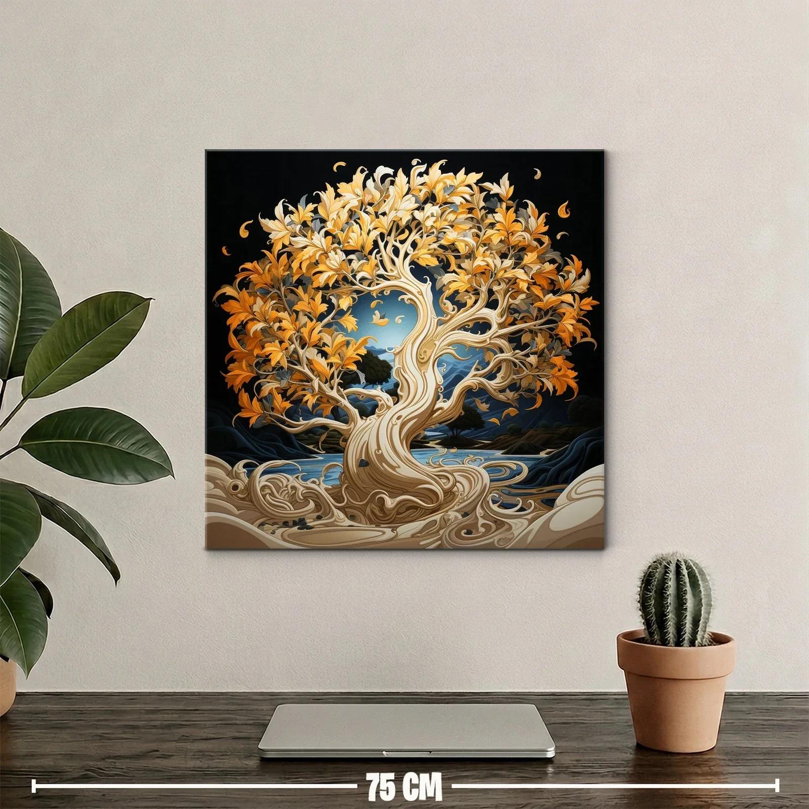 Árbol dorado en paisaje onírico con detalles fluidos — miniatura 2