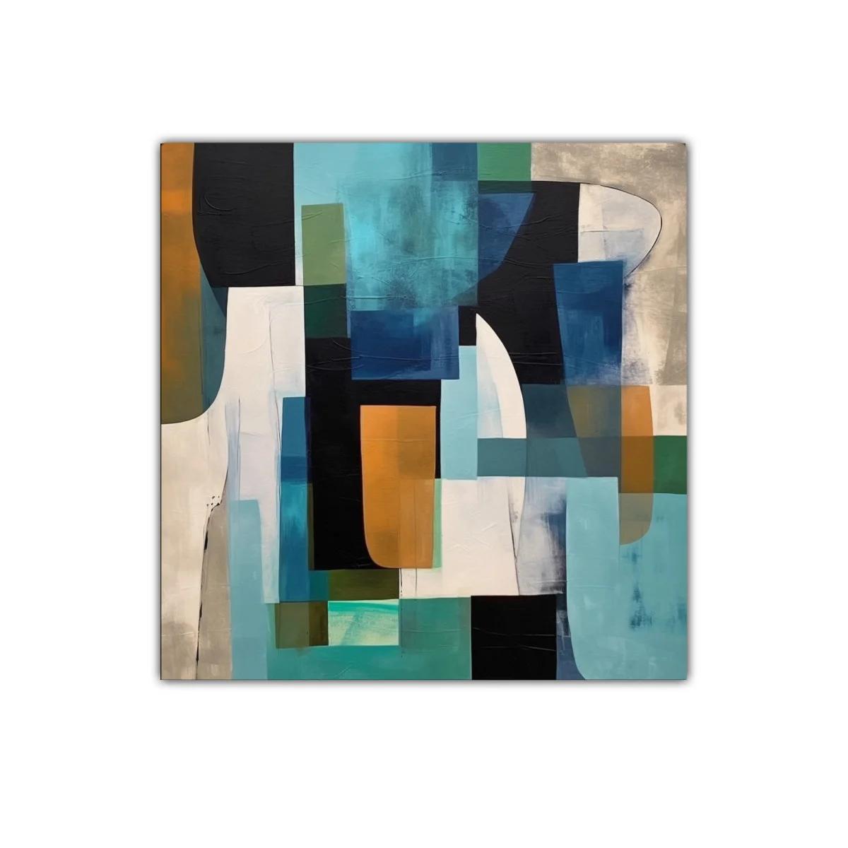 Composición abstracta con tonos azules y ocres vibrantes — imagen principal