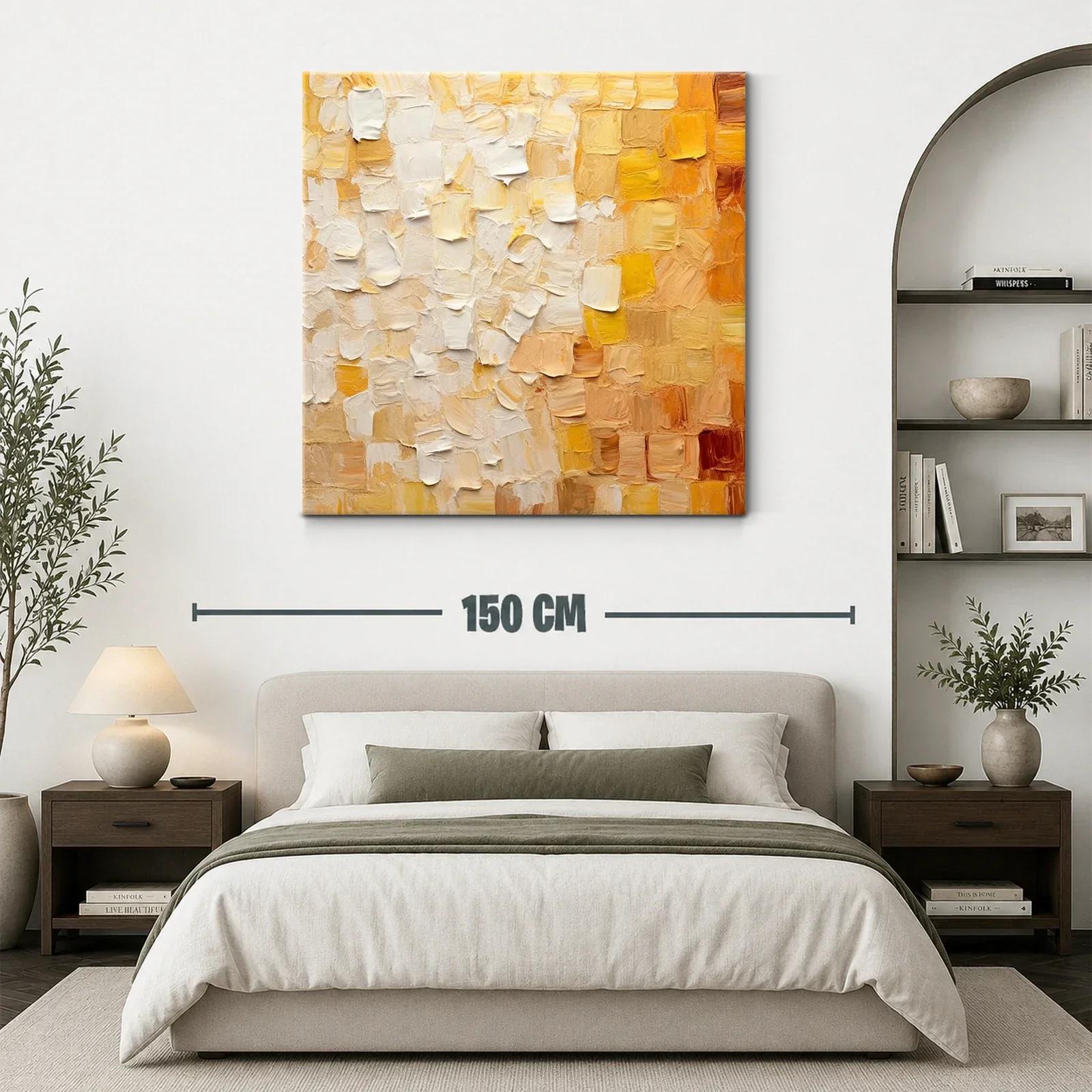 Cuadro abstracto tonos cálidos para ambiente acogedor — miniatura 3
