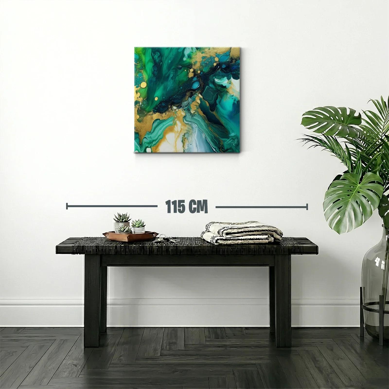 Arte abstracto en tonos verdes y dorados vibrantes — miniatura 2