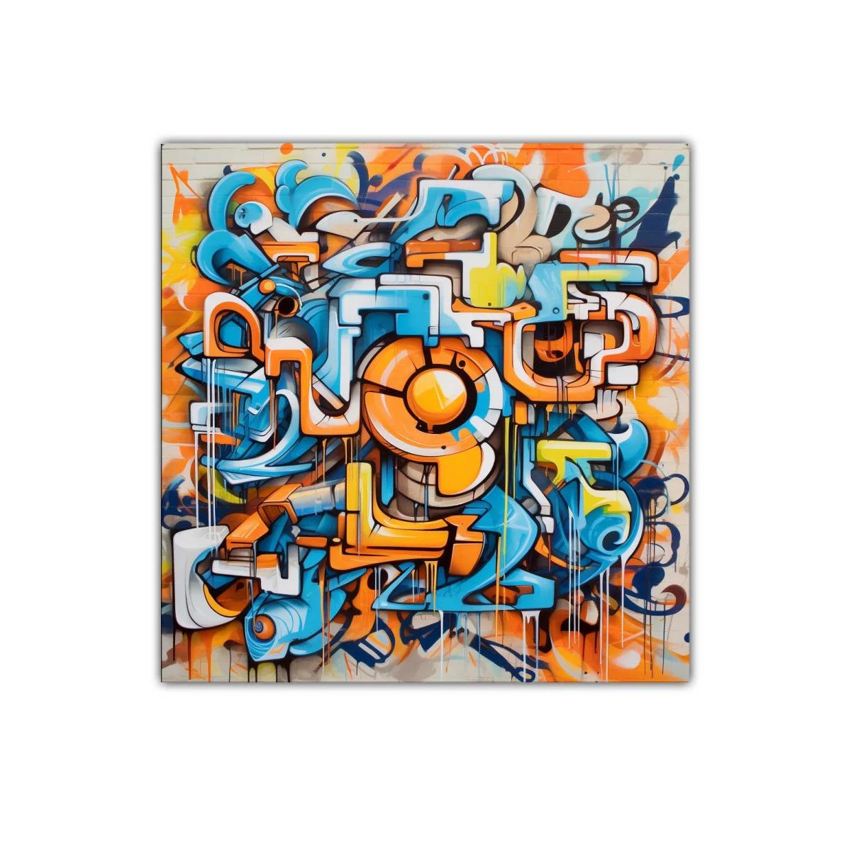 Composición abstracta con trazos urbanos y vibrantes colores — miniatura 1