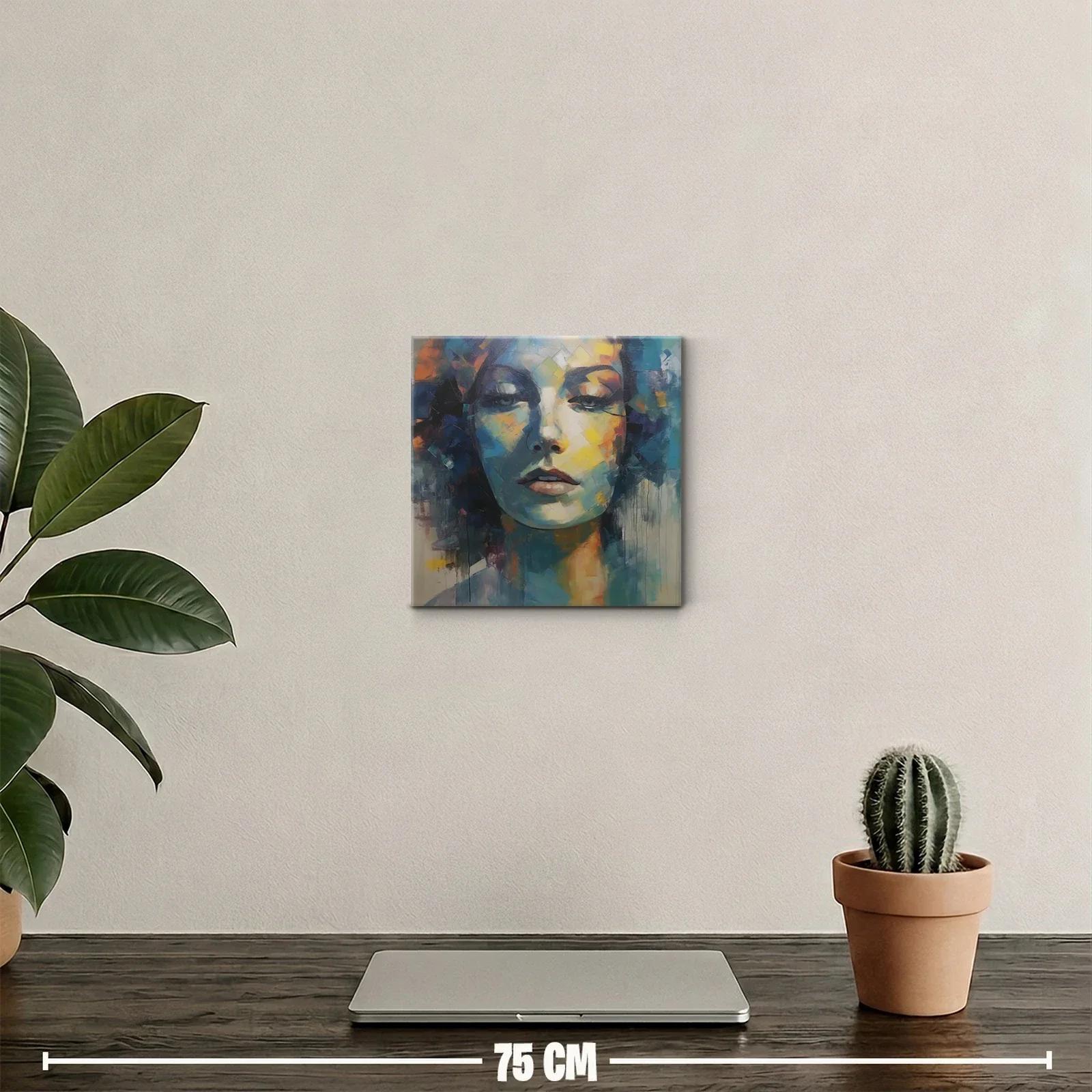 Retrato abstracto con expresiva gama de azules y amarillos — miniatura 2