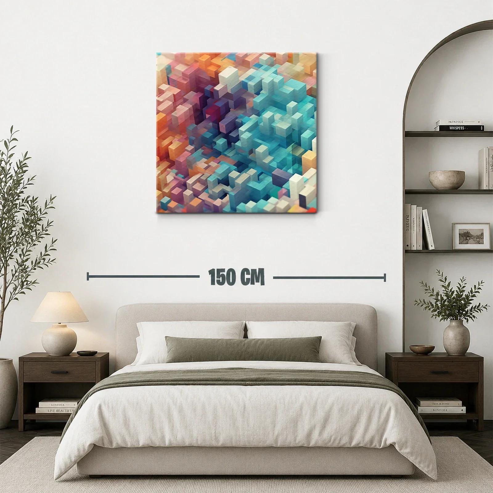 Composición abstracta de cubos en tonos vibrantes y pastel — miniatura 3
