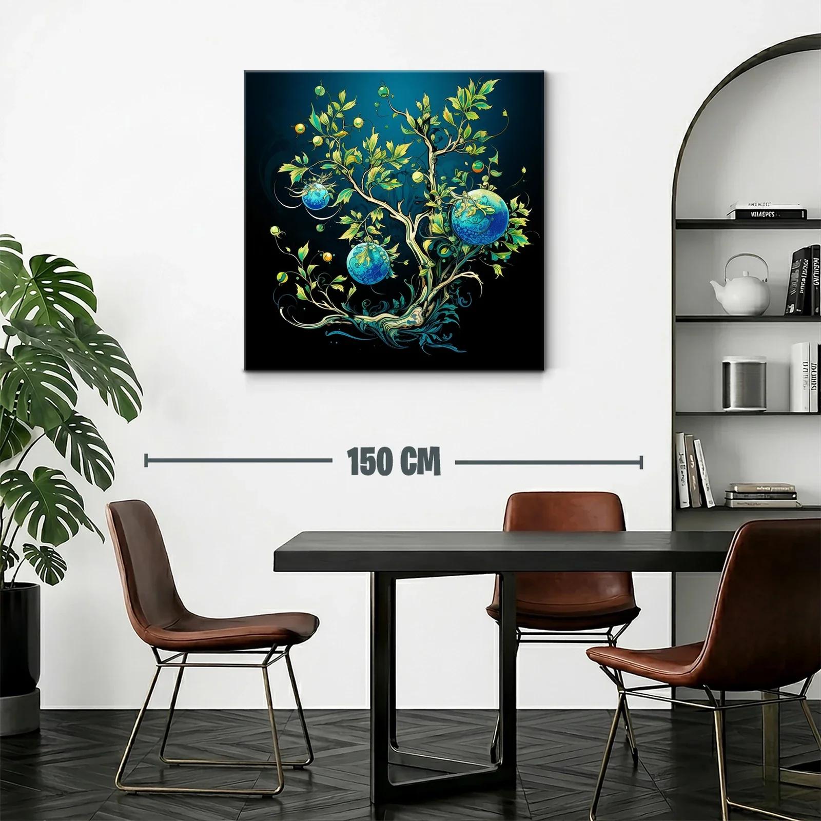 Árbol imaginario con esferas azules y tonos verdes vibrantes — miniatura 2