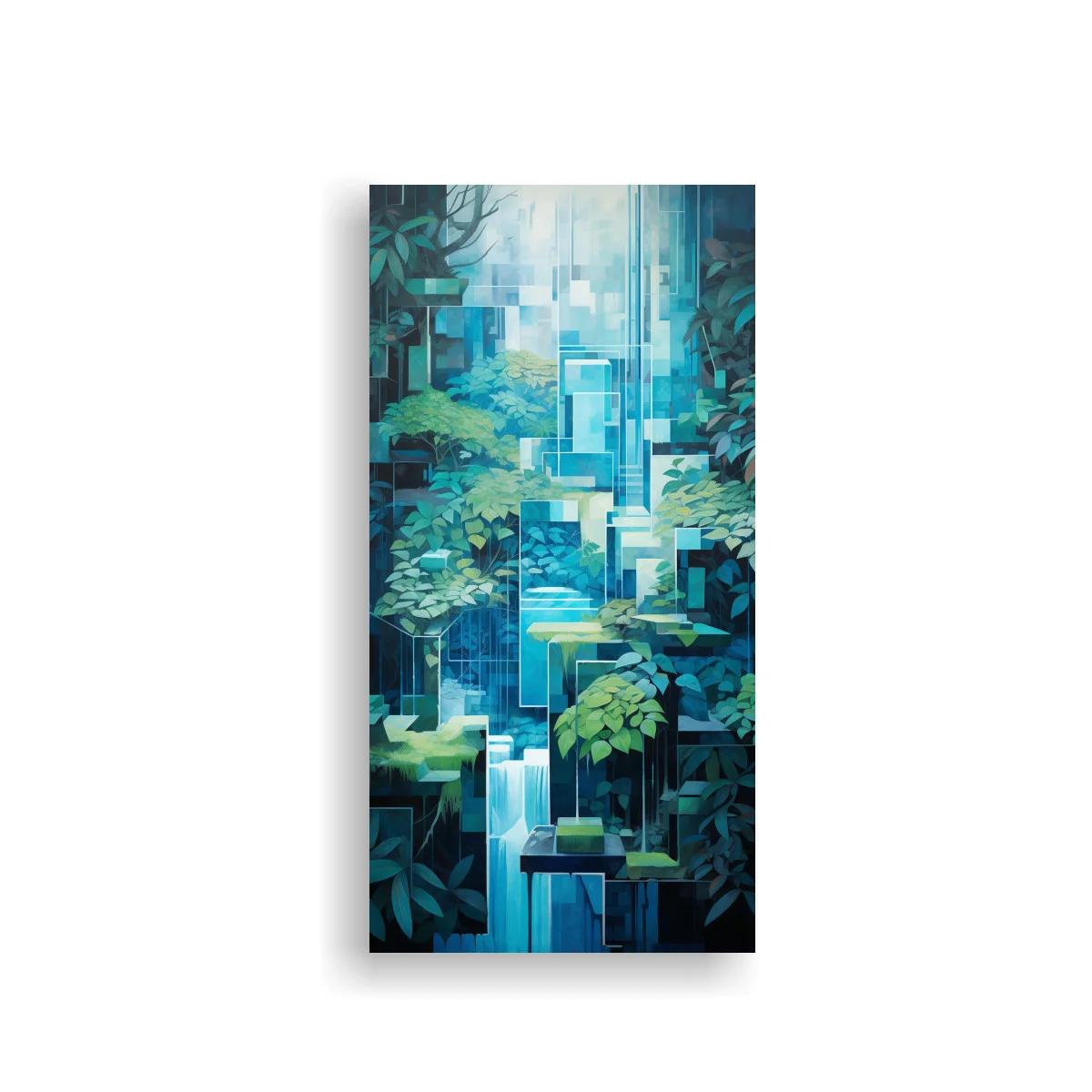 Cuadro cascada tropical con bloques geométricos