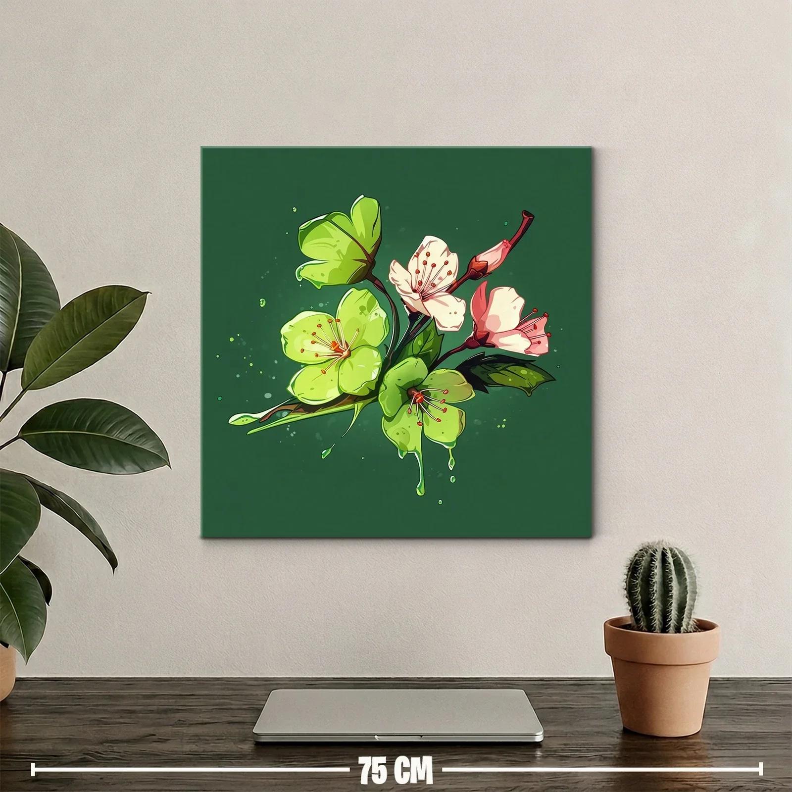Flores delicadas con tonos verdes y rosados sobre fondo oscuro — miniatura 2