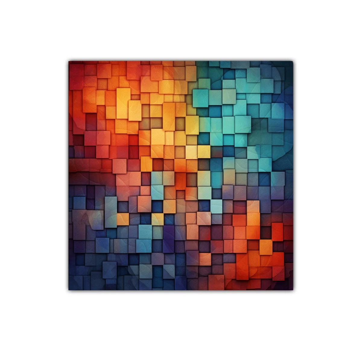 Cuadro decorativo mosaico abstracto en tonos cálidos y fríos