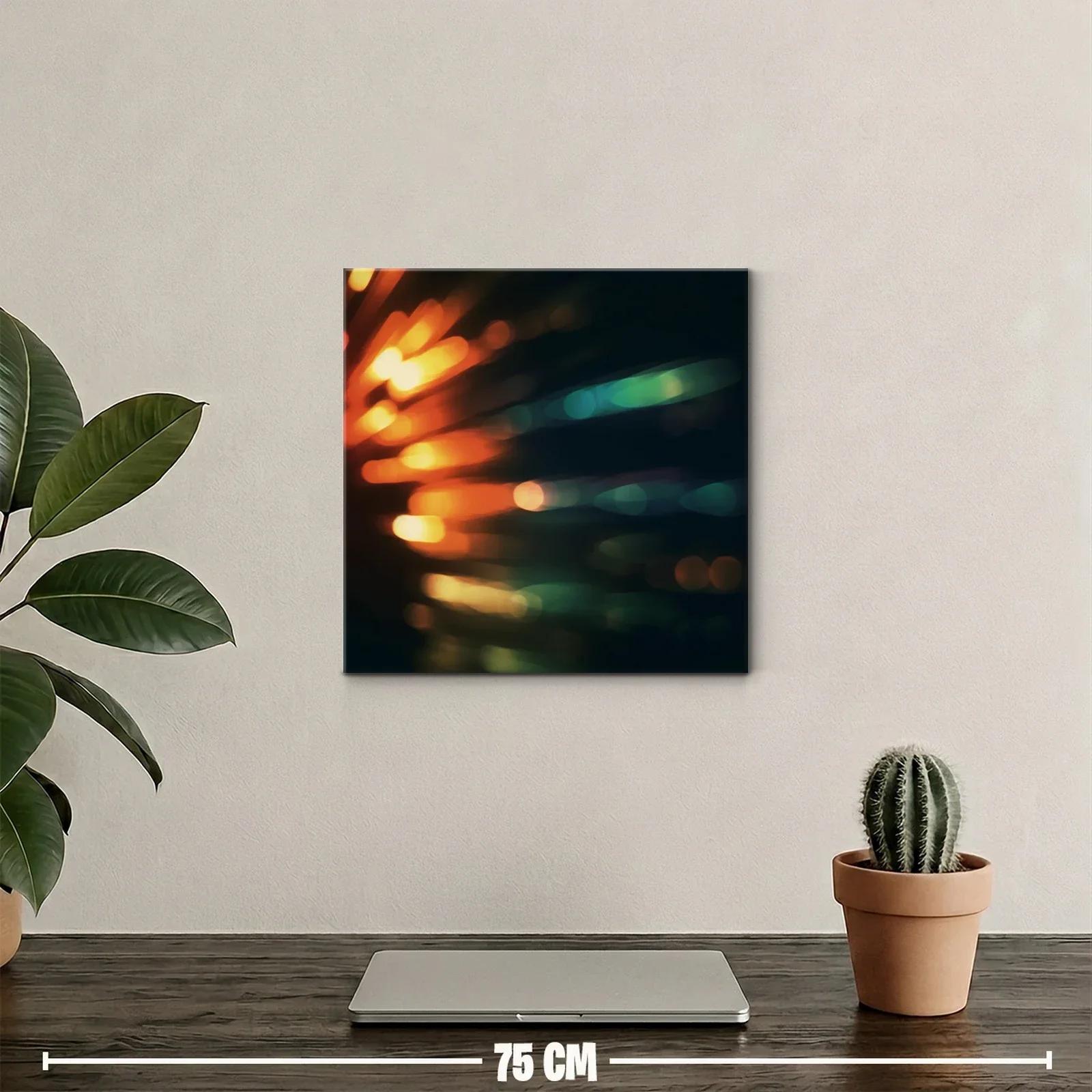 Cuadro moderno con luces abstractas en tonos cálidos y fríos — miniatura 2