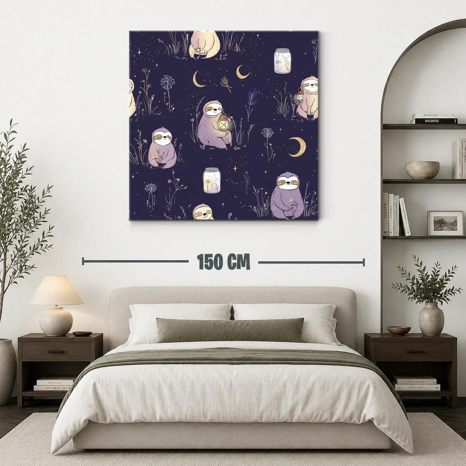 Cuadro infantil con perezosos y lunares dorados para habitación — miniatura 3