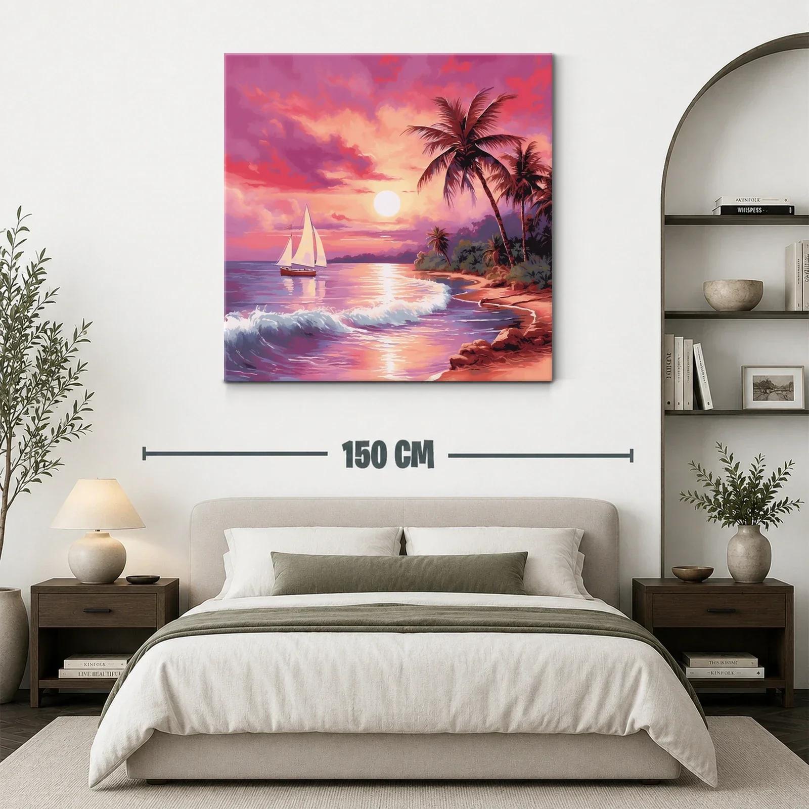 Atardecer tropical con velero en cielo vibrante — miniatura 3