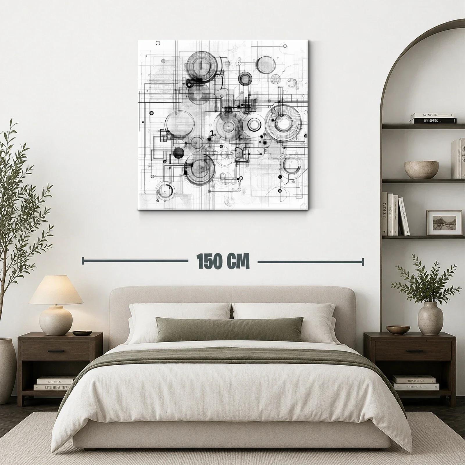 Composición abstracta en grises con formas circulares y líneas precisas — miniatura 3