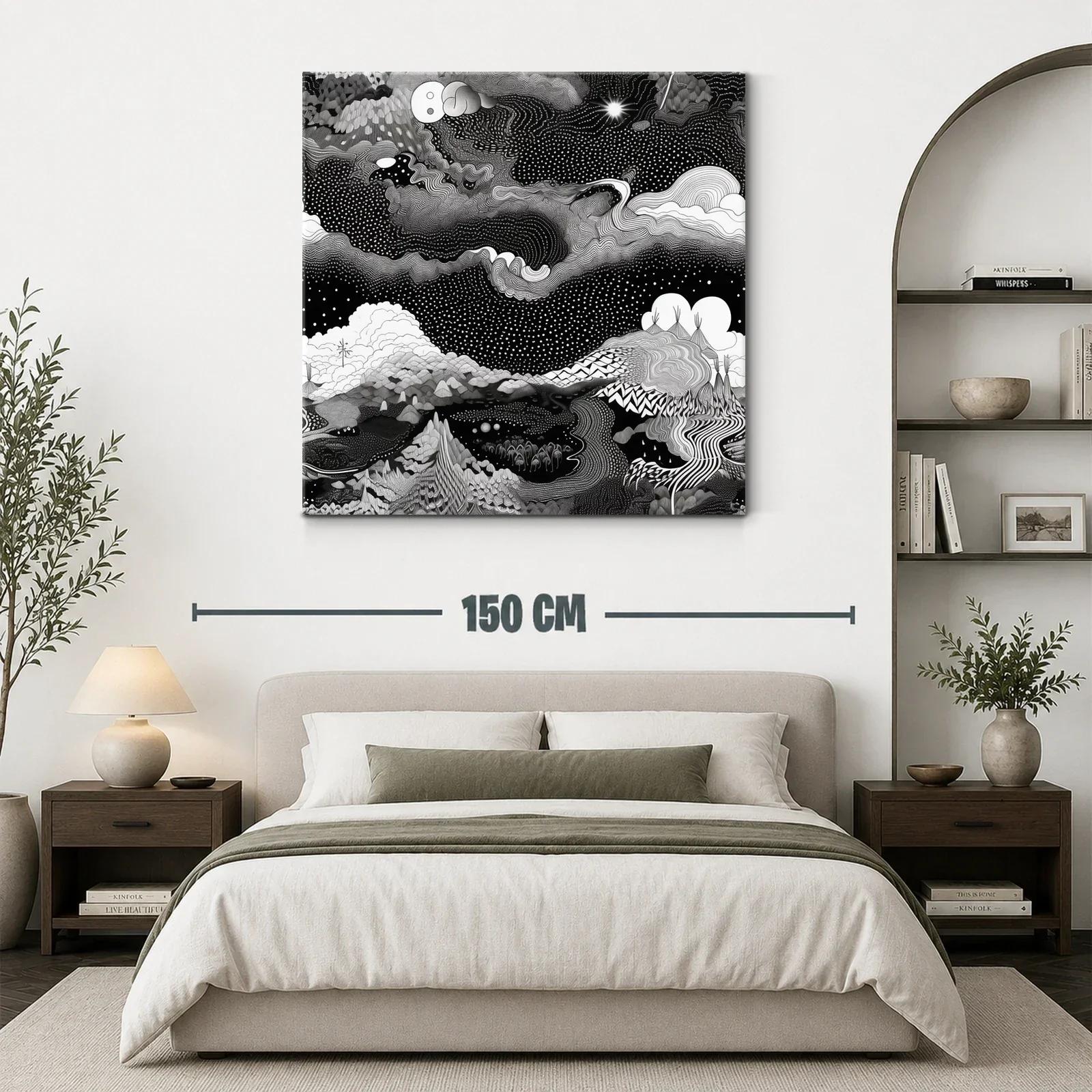 Paisaje cósmico abstracto en blanco y negro impactante — miniatura 3