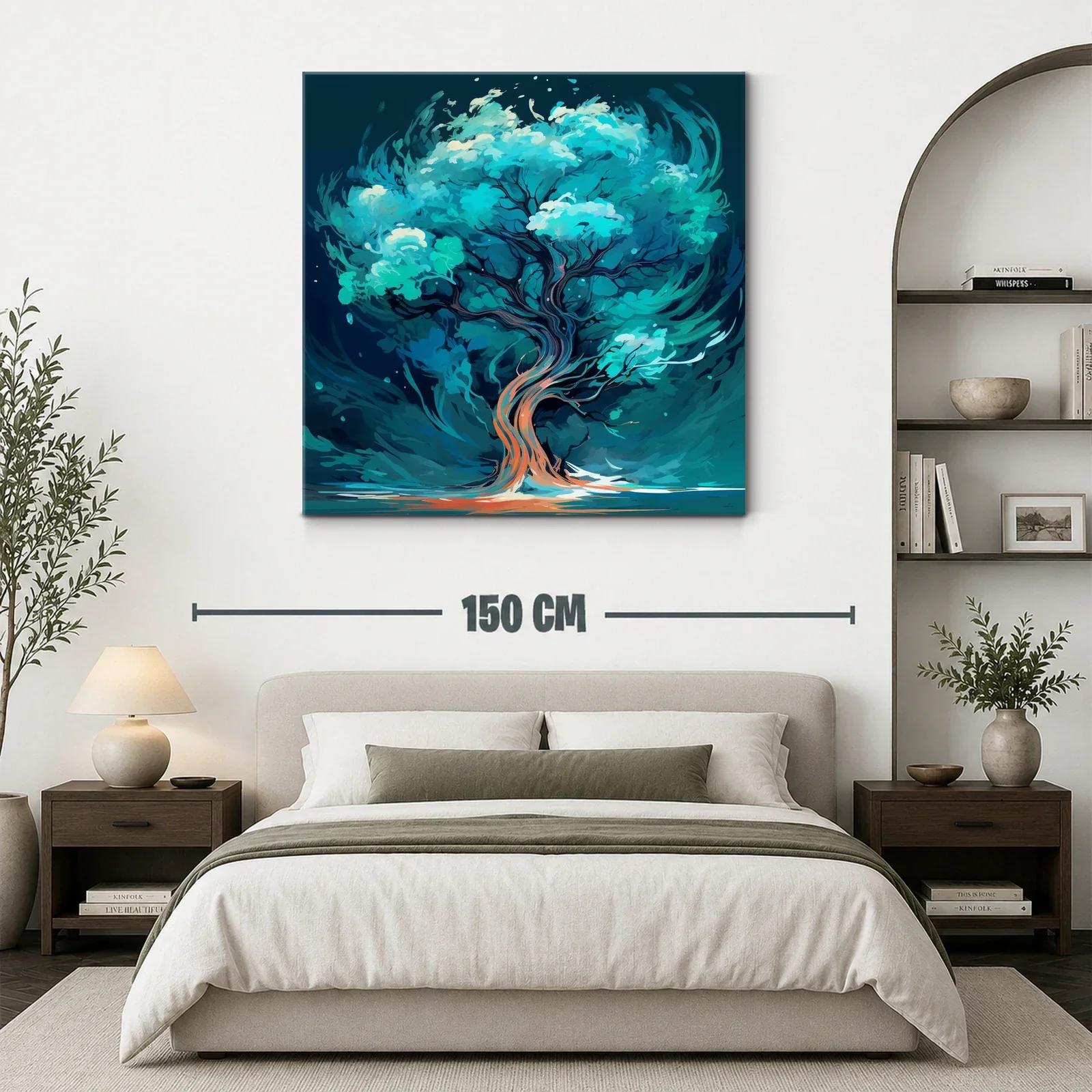 Árbol vibrante en tonos turquesa y azul profundo — miniatura 3