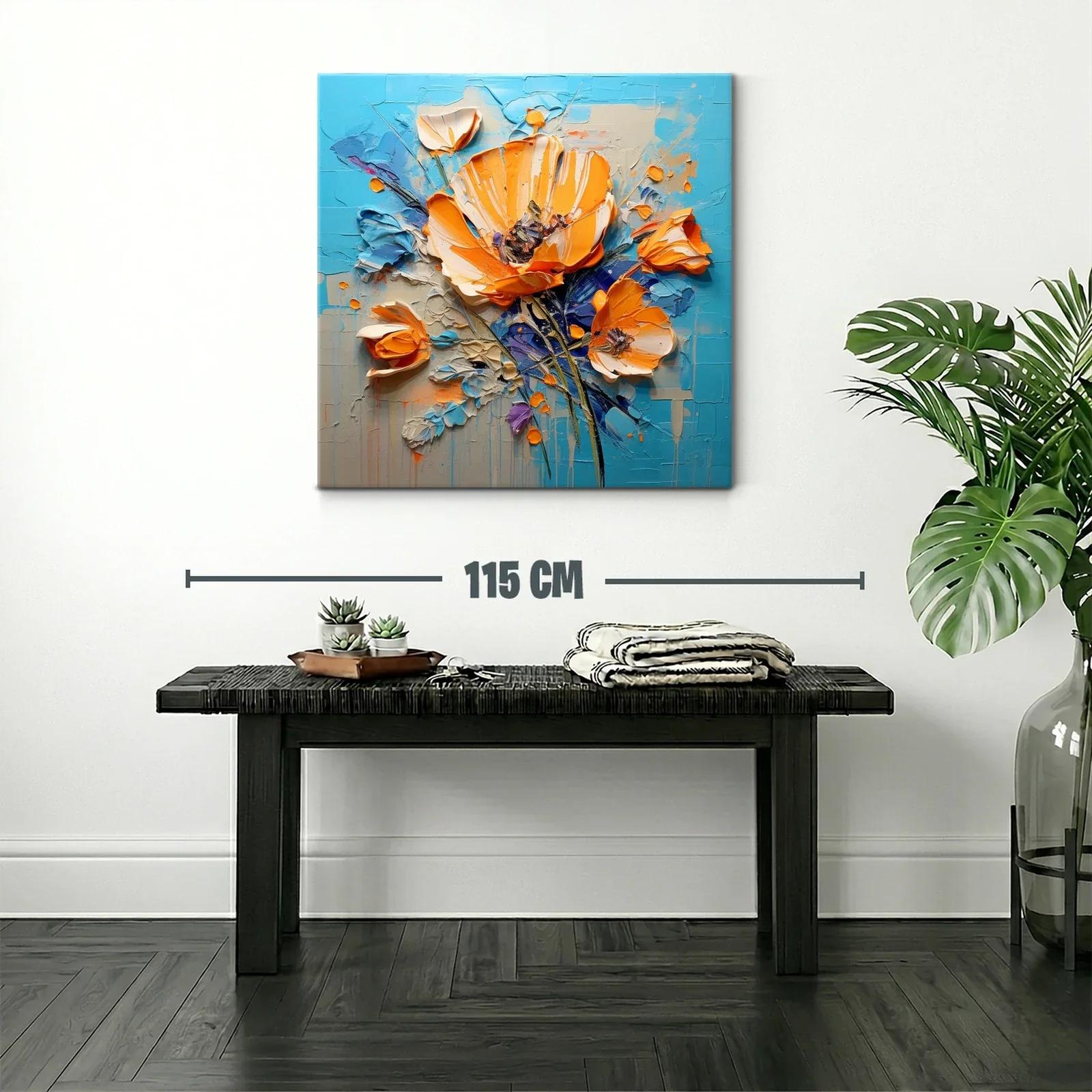 Composición floral vibrante con tonos naranjas y azules — miniatura 2