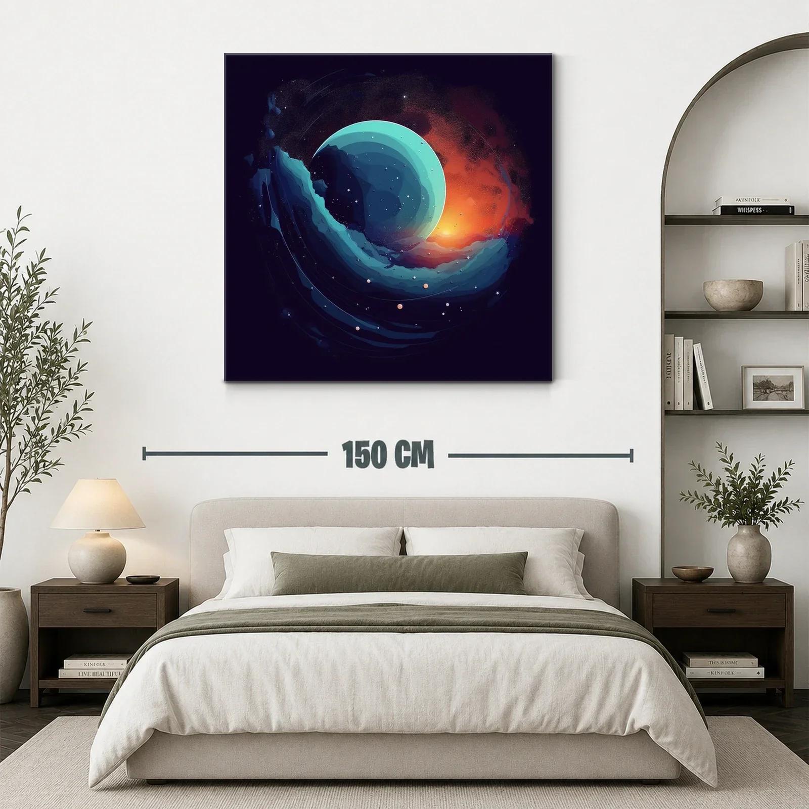 Composición abstracta con esfera celeste y luz cálida — miniatura 3