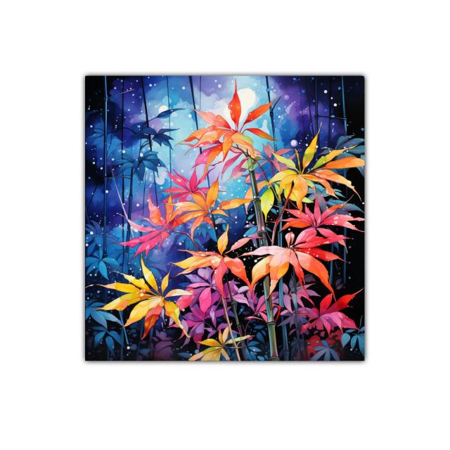 Flores vibrantes sobre fondo nocturno azul profundo