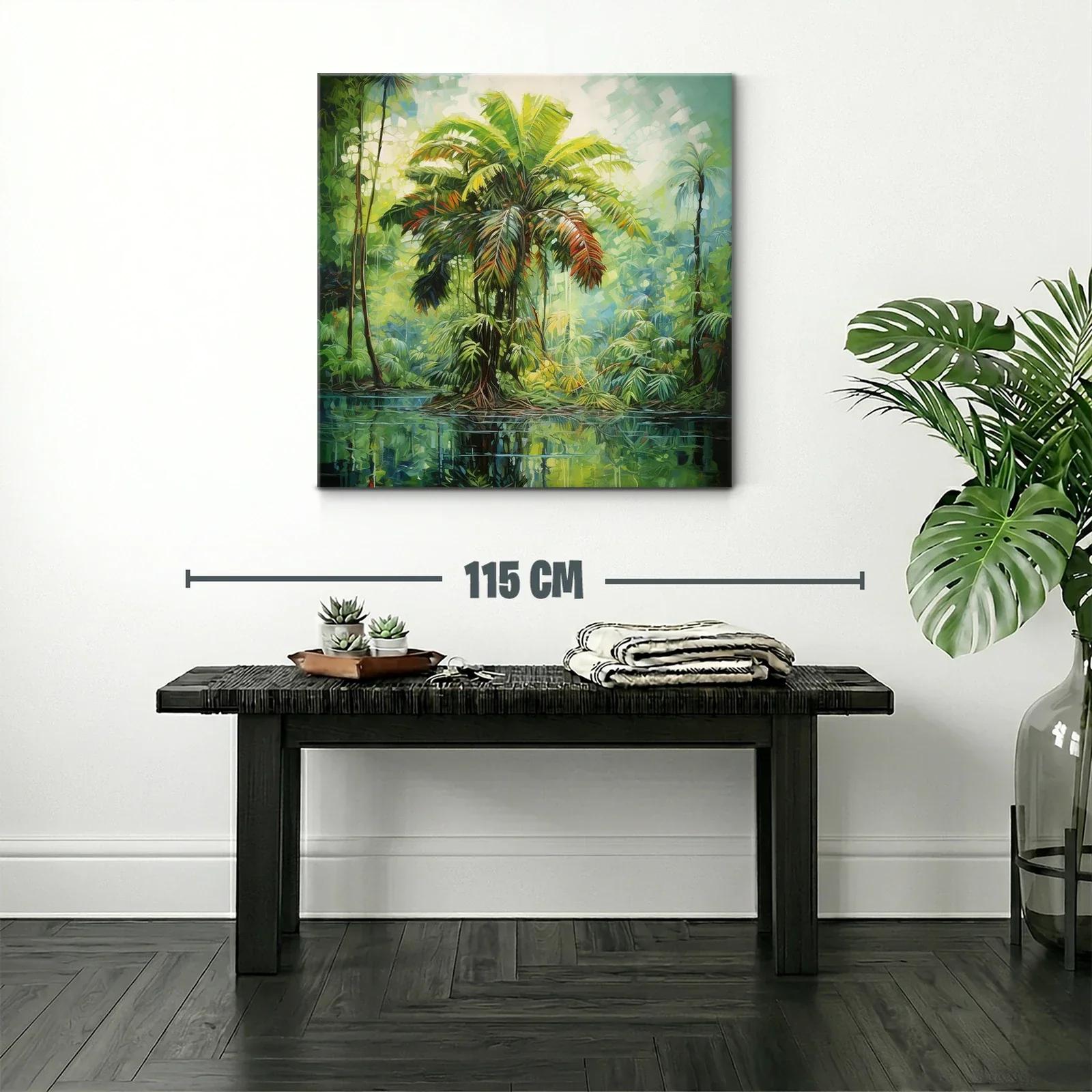Exuberante paisaje tropical con palmera vibrante y reflejos — miniatura 2