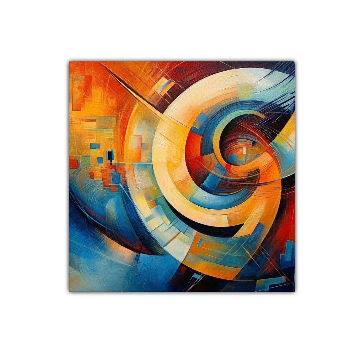 Cuadro abstracto con dinámicas formas y tonos vibrantes