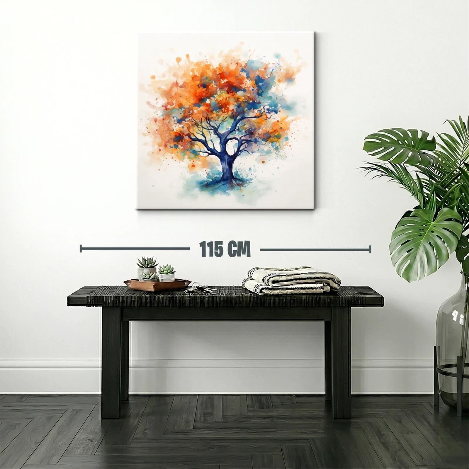 Árbol abstracto en vibrantes tonos otoñales y azules — miniatura 2
