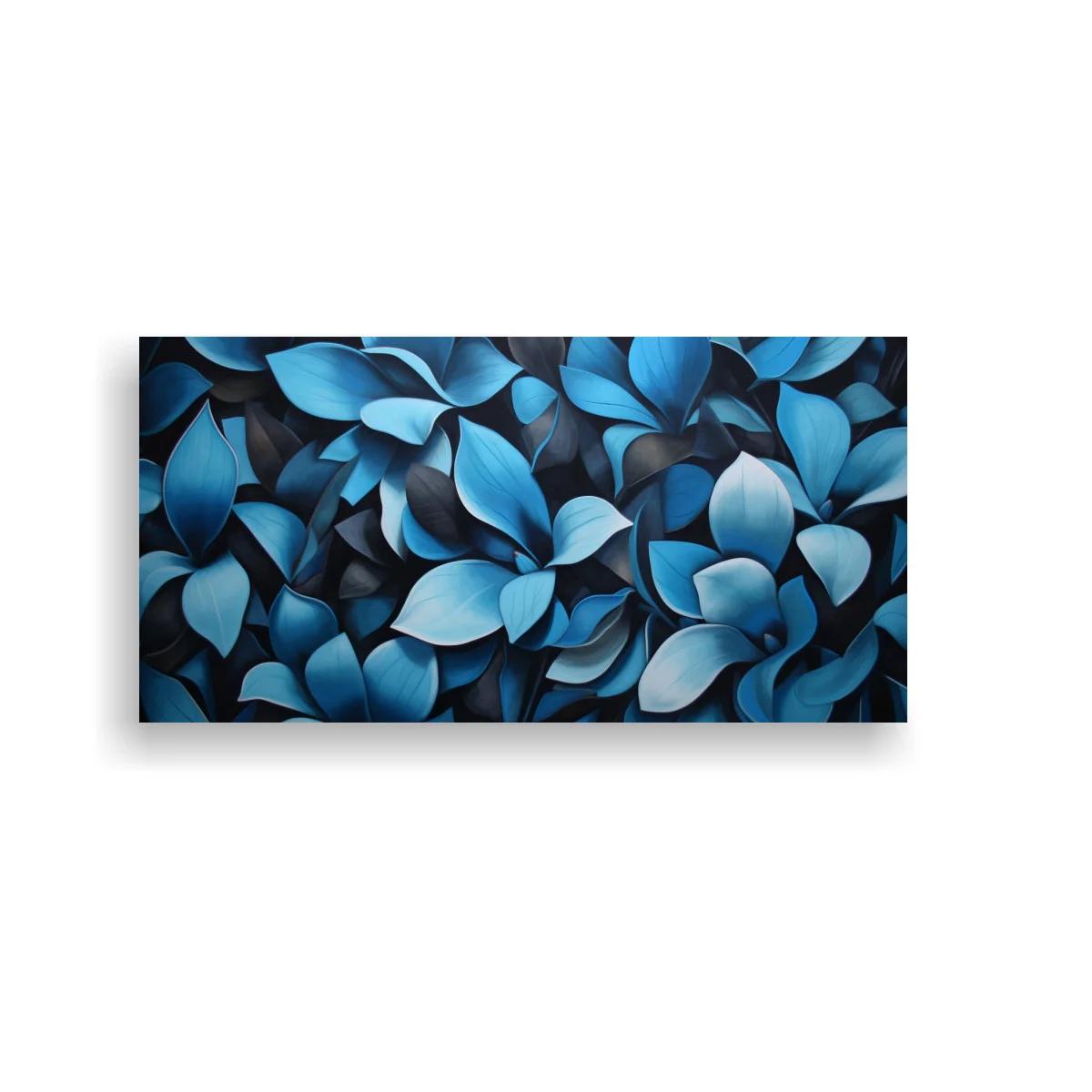 Cuadro hojas azules con degradados y contornos curvos