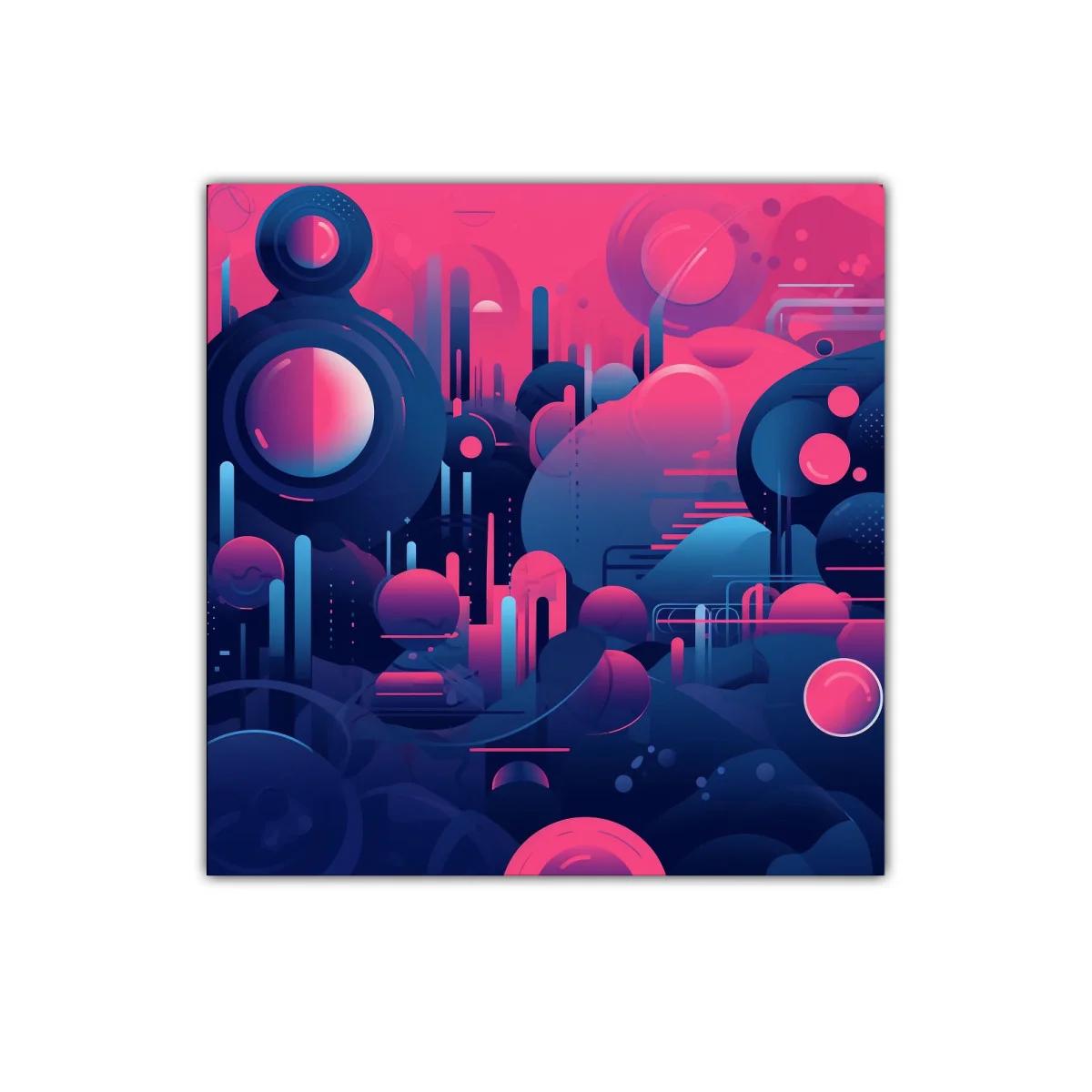 Composición abstracta futurista en tonos azul y rosa brillante — imagen principal