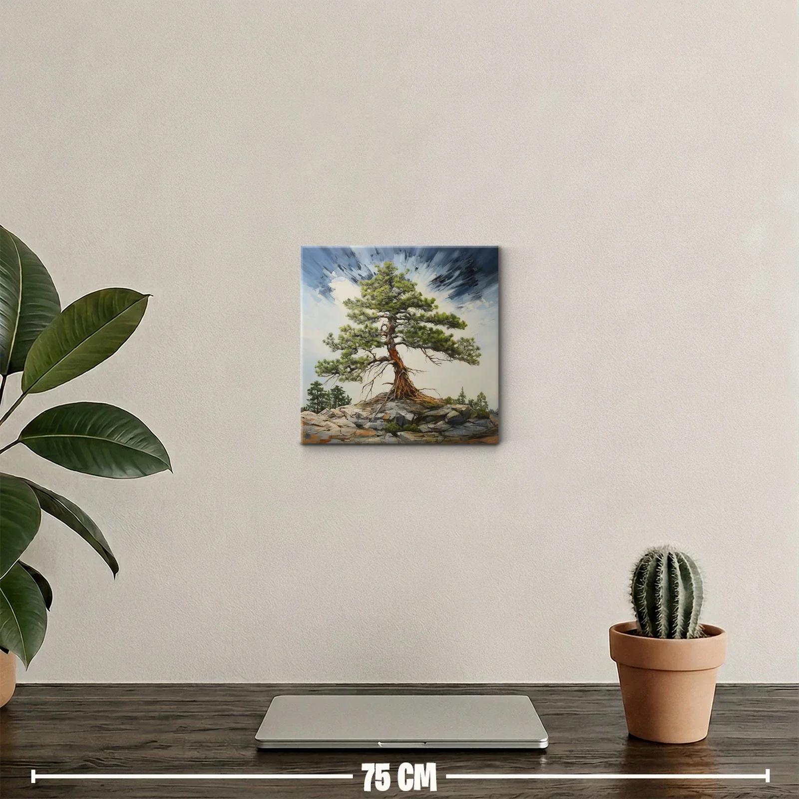 Árbol solitario en paisaje rocoso con explosión de luz — miniatura 2