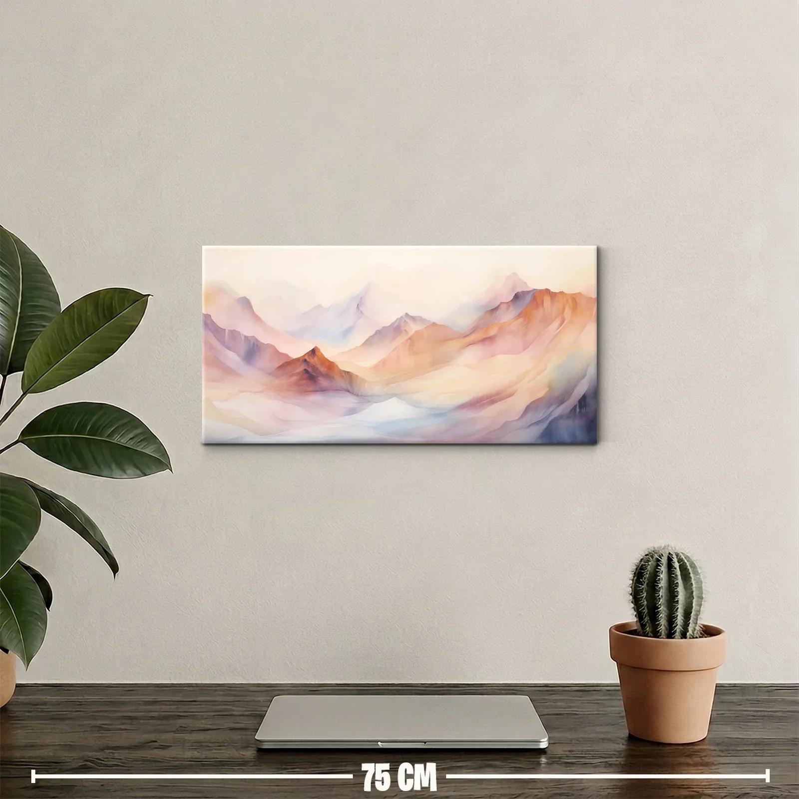 Cuadro cordillera de montañas en tonos pastel y bruma difusa — miniatura 2