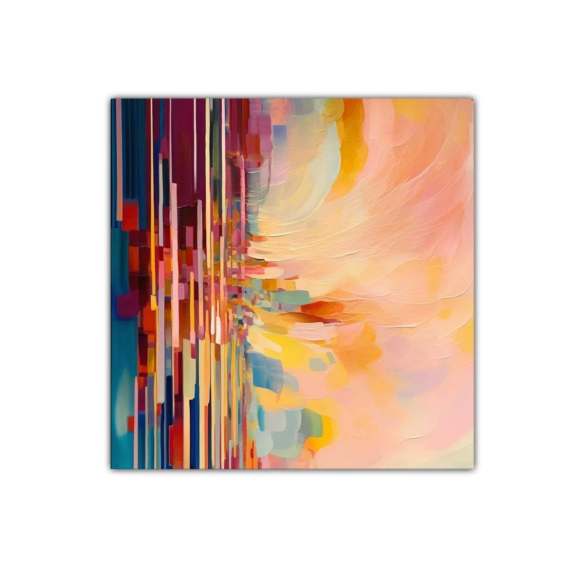 Cuadro abstracto con vibrantes tonos cálidos y fríos — miniatura 1