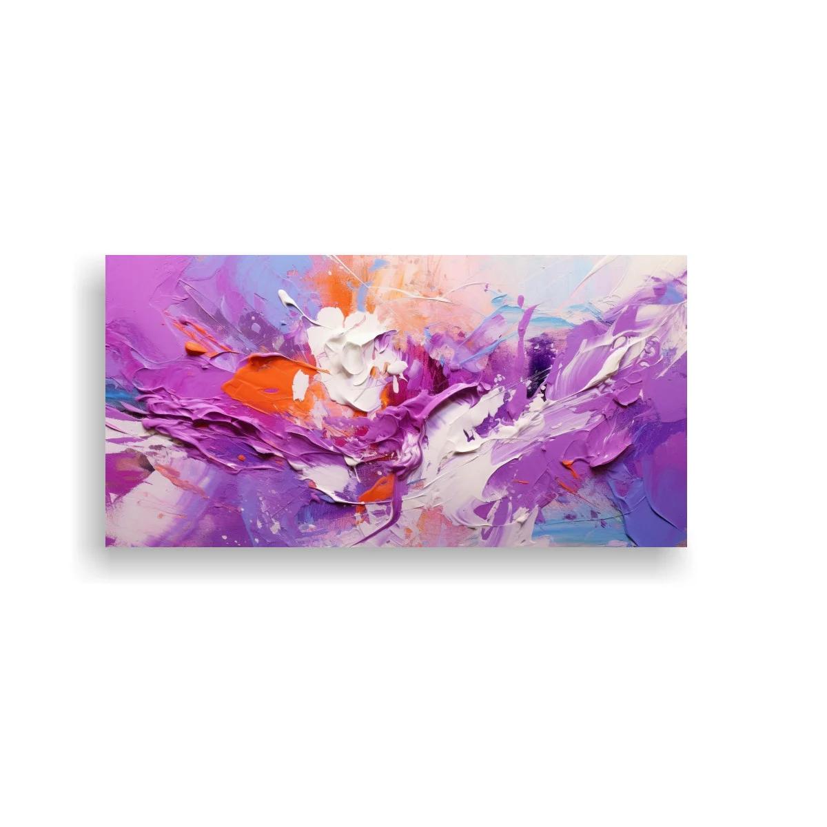 Cuadro flor blanca con pinceladas lilas y moradas