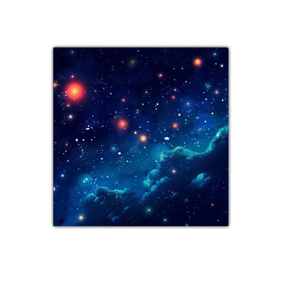Cielo Estrellado con Destellos en Tonos Azul y Naranja