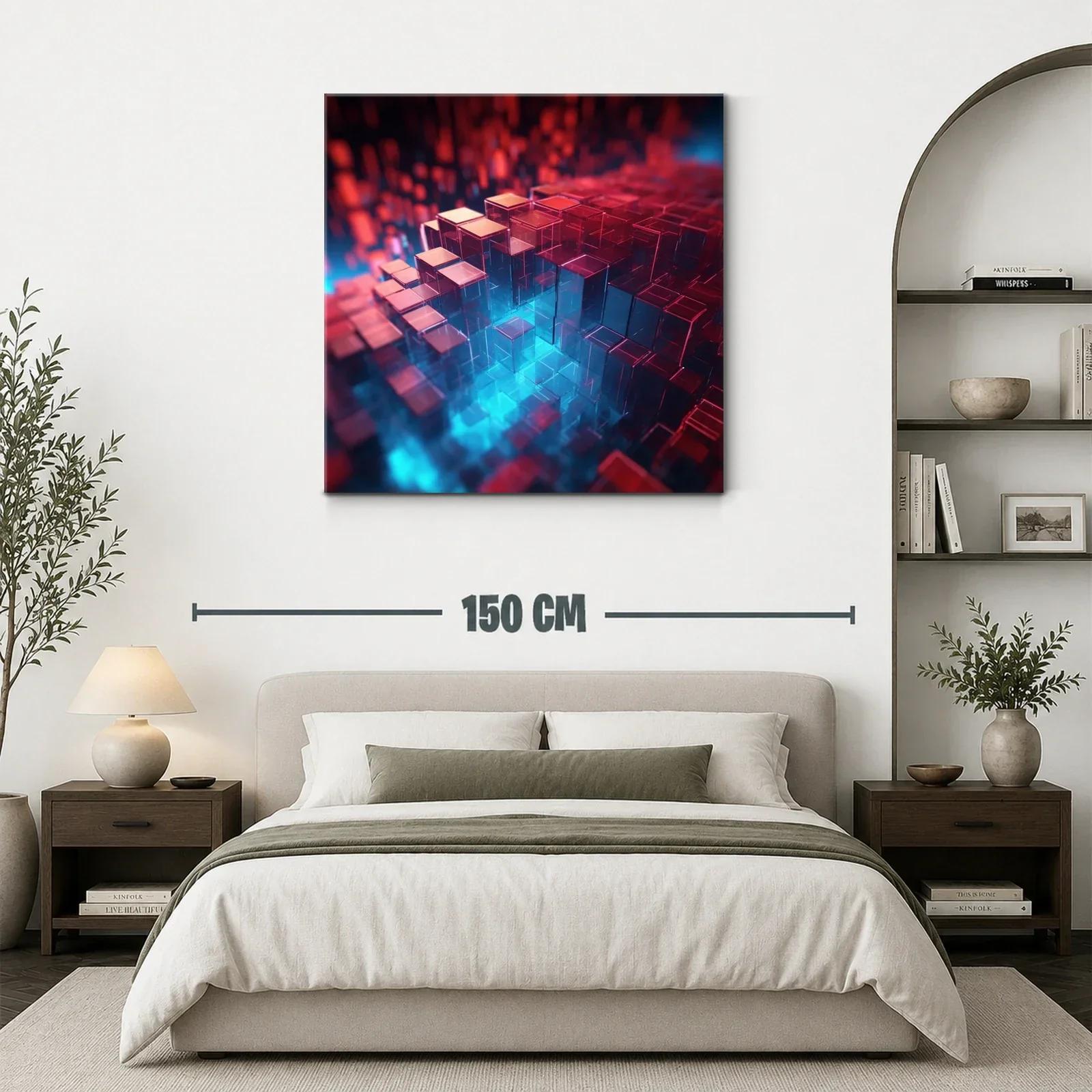 Composición abstracta de cubos translúcidos en azul y rojo — miniatura 3